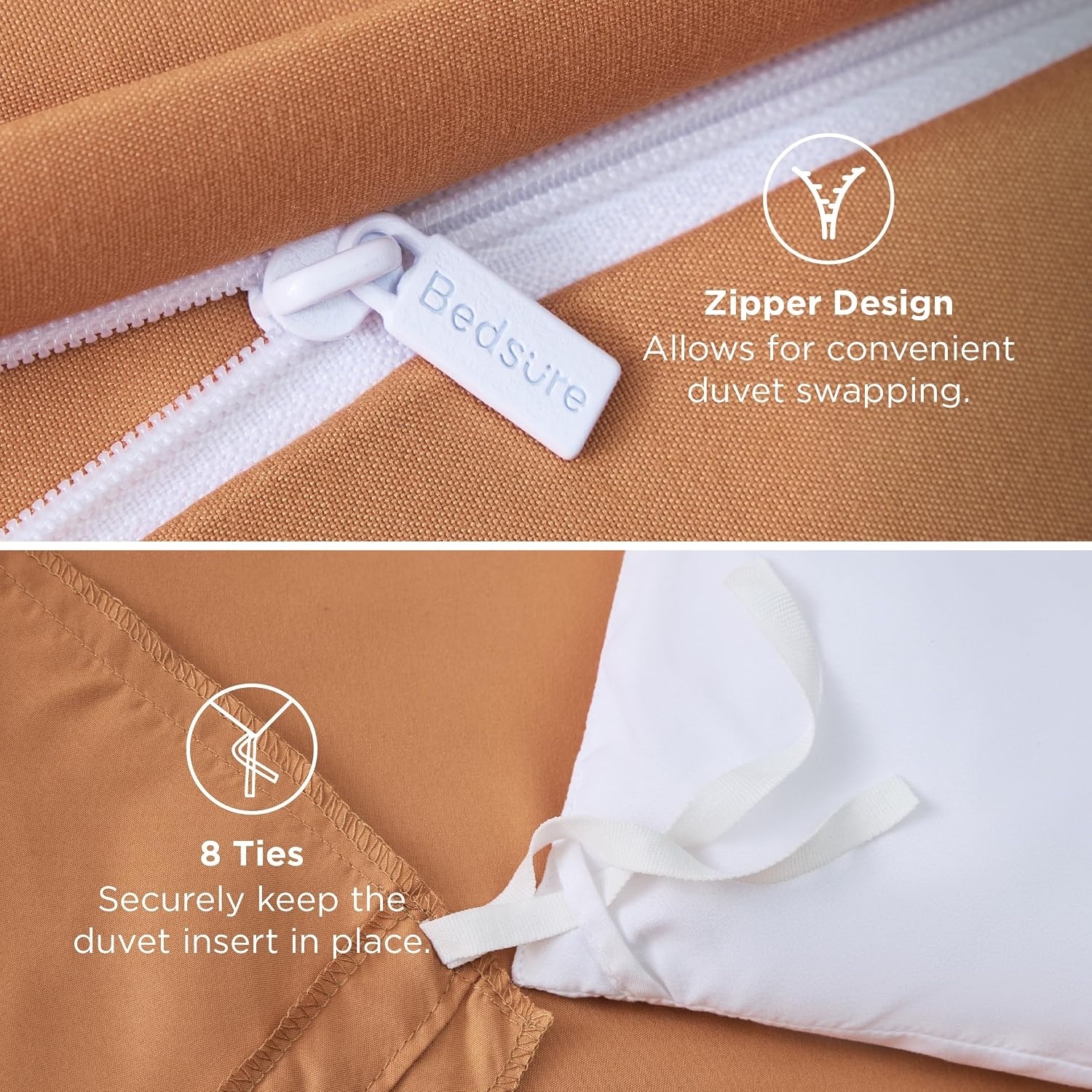 image:imageBedsure Duvet Cover TwinTwin XL Size Soft Double Brushed Bedding Set for Kids amp Adults Zipper Closure 2 Pieces Includes 1 Duvet Cover 68x90 amp 1 Pillow Sham NO Comforter White09 Orange