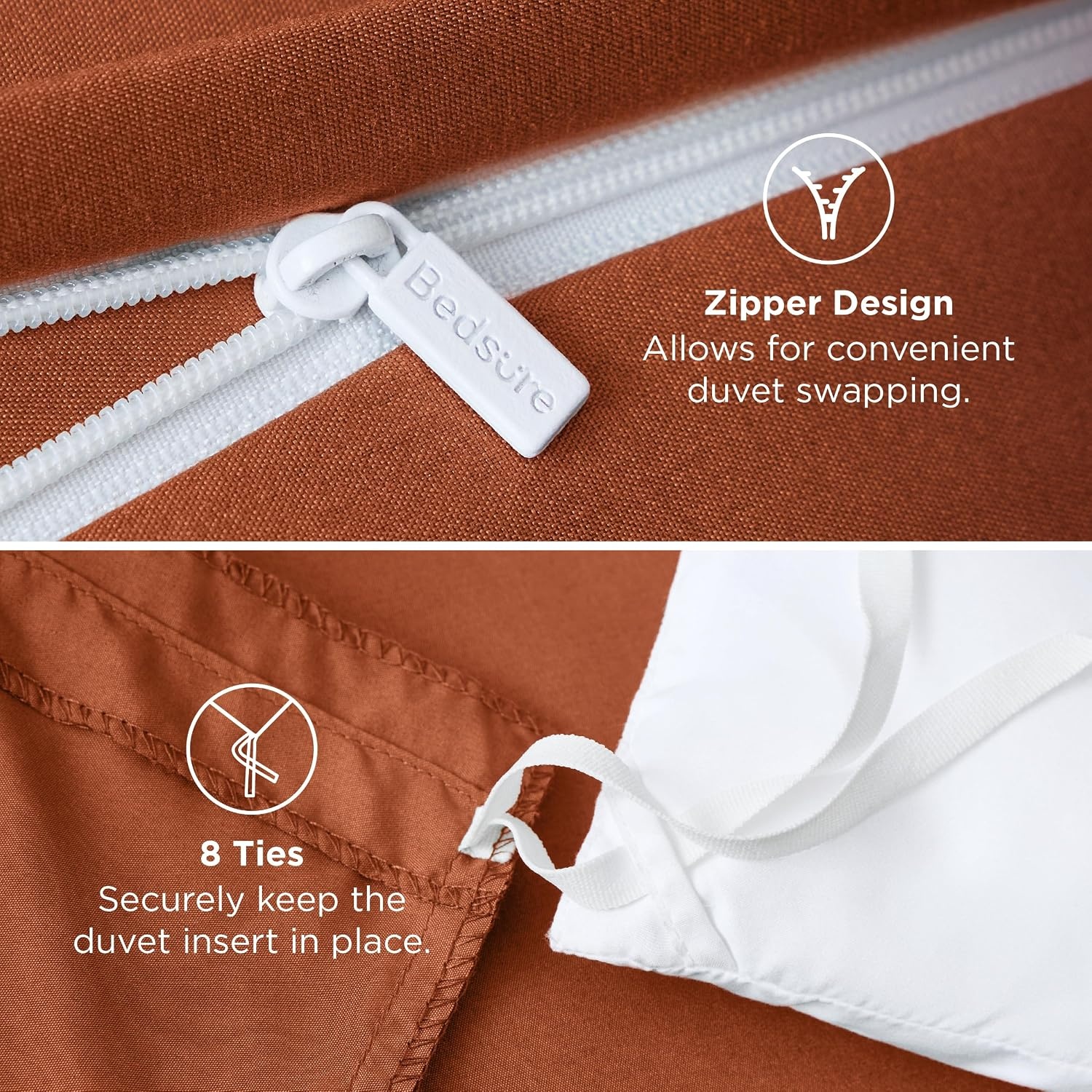 image:imageBedsure Duvet Cover TwinTwin XL Size Soft Double Brushed Bedding Set for Kids amp Adults Zipper Closure 2 Pieces Includes 1 Duvet Cover 68x90 amp 1 Pillow Sham NO Comforter White09 Terracotta