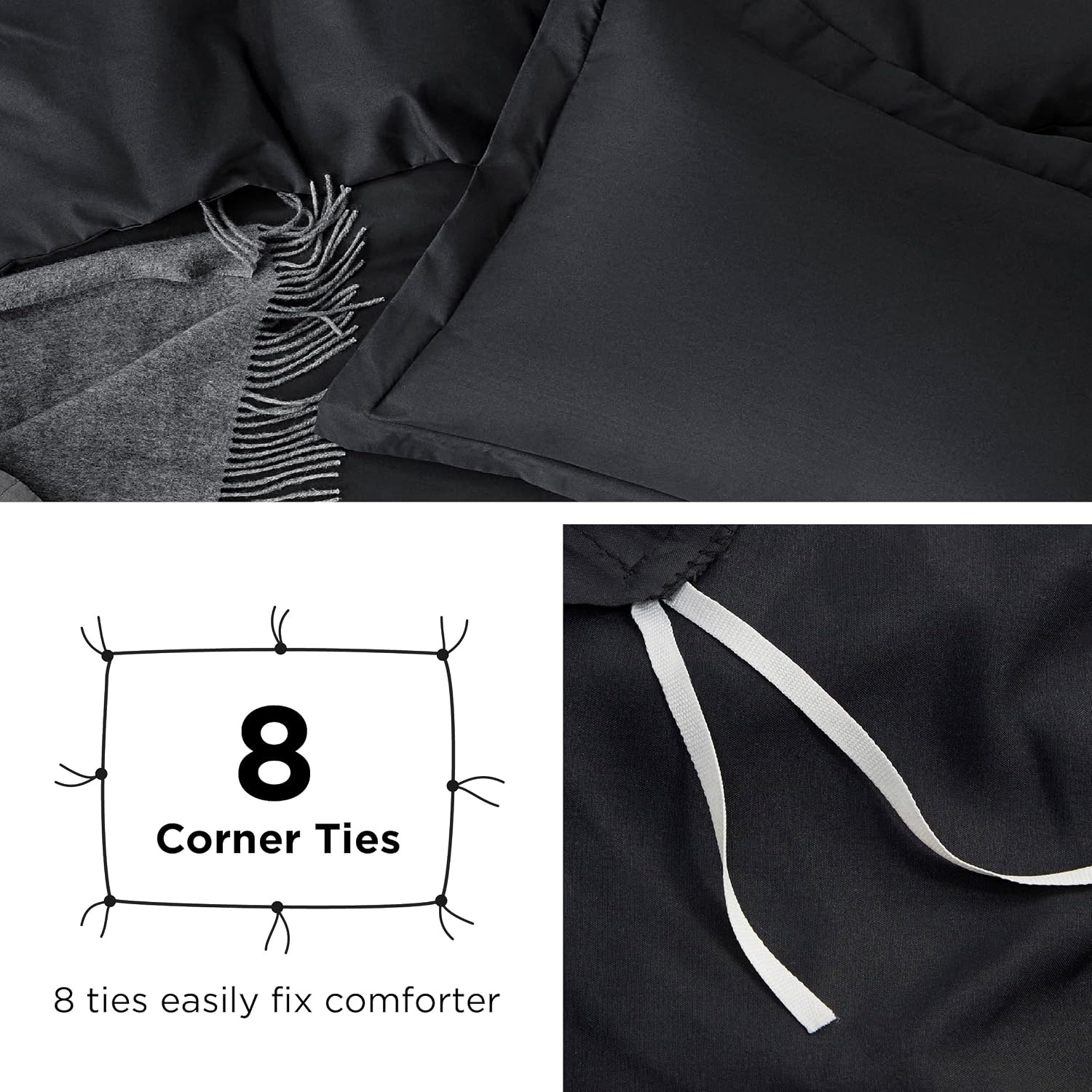 image:imageBedsure Duvet Cover TwinTwin XL Size Soft Double Brushed Bedding Set for Kids amp Adults Zipper Closure 2 Pieces Includes 1 Duvet Cover 68x90 amp 1 Pillow Sham NO Comforter White02 Black