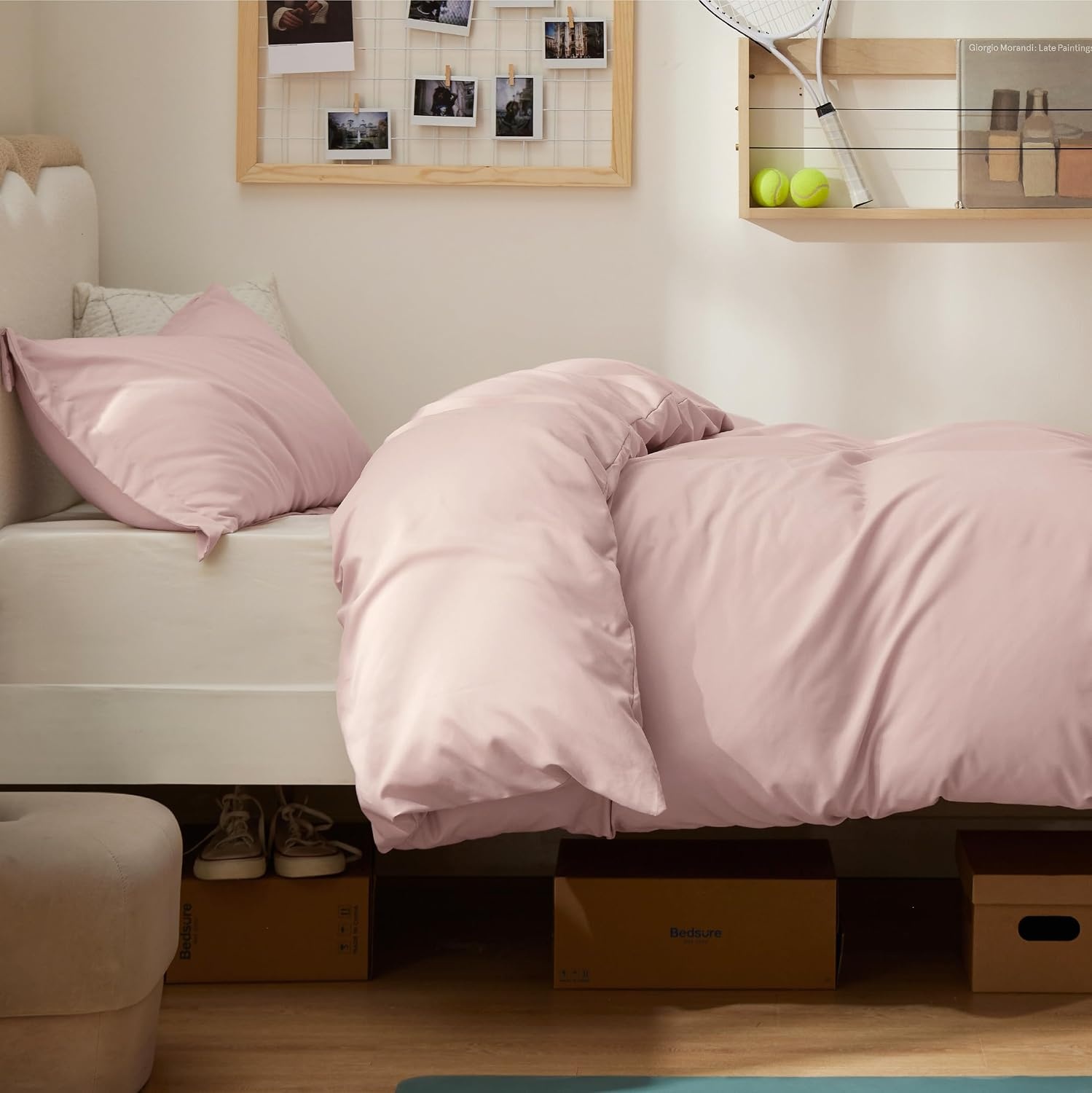image:imageBedsure Duvet Cover TwinTwin XL Size Soft Double Brushed Bedding Set for Kids amp Adults Zipper Closure 2 Pieces Includes 1 Duvet Cover 68x90 amp 1 Pillow Sham NO Comforter White08 Rose Pink