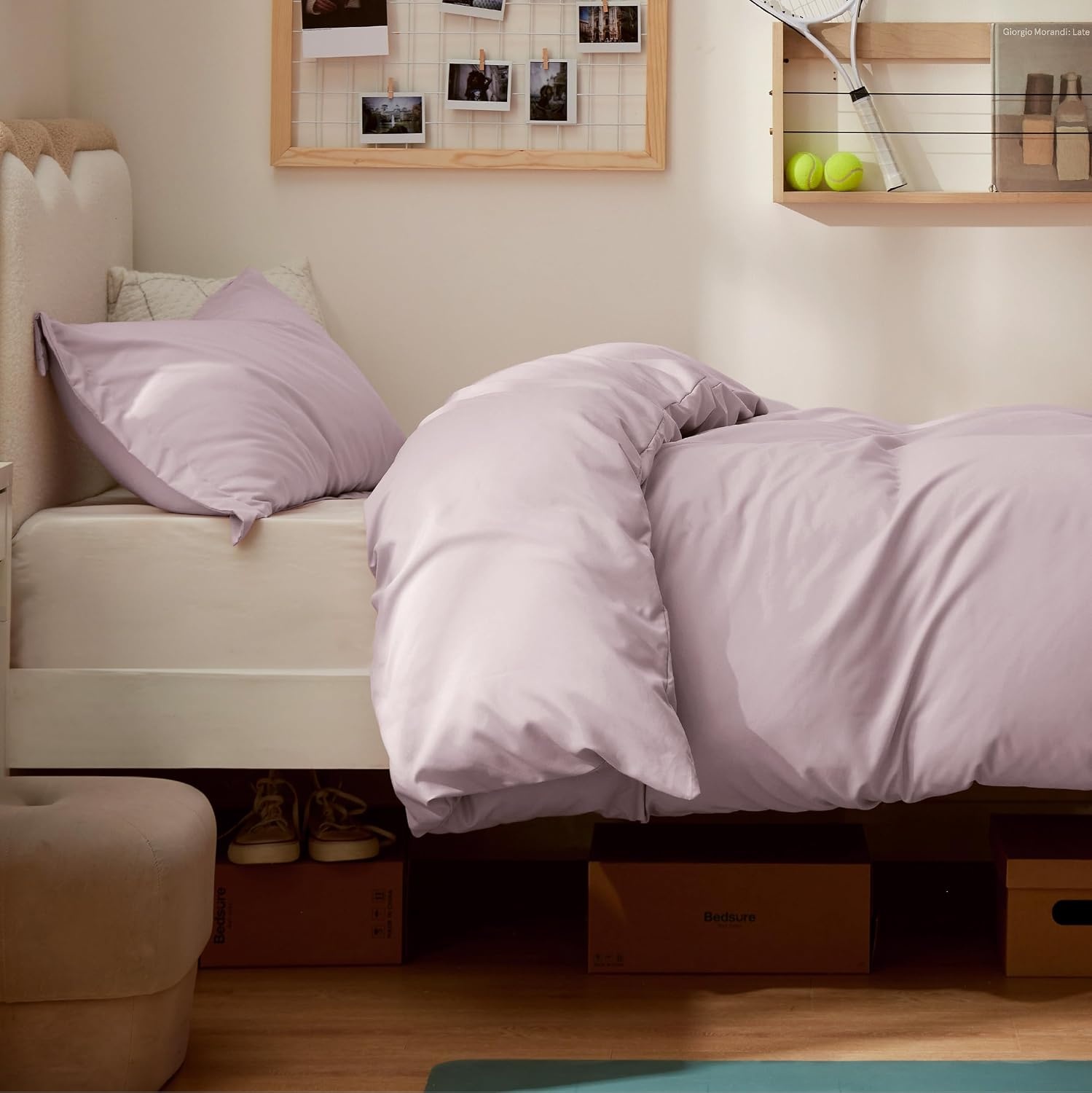 image:imageBedsure Duvet Cover TwinTwin XL Size Soft Double Brushed Bedding Set for Kids amp Adults Zipper Closure 2 Pieces Includes 1 Duvet Cover 68x90 amp 1 Pillow Sham NO Comforter White08 Pink Mocha