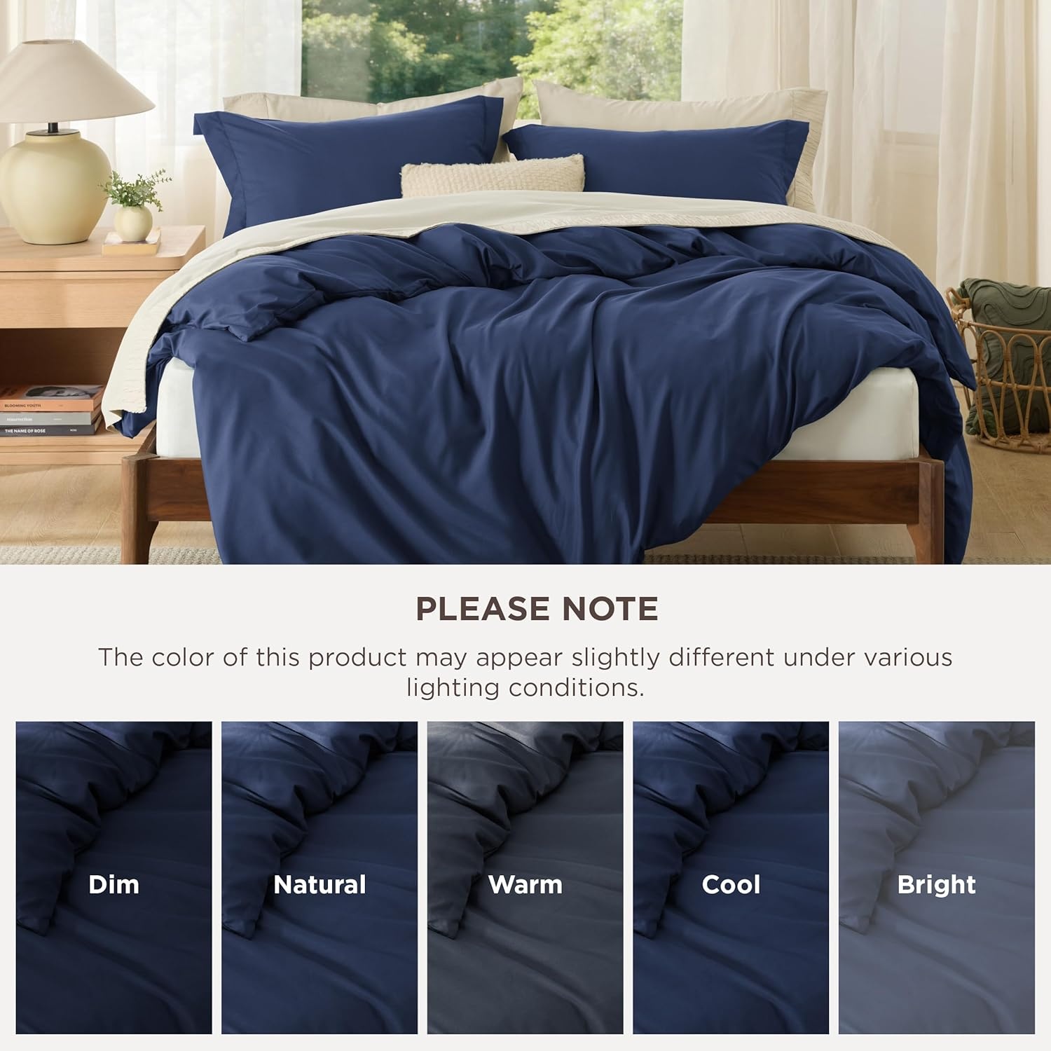 image:imageBedsure Duvet Cover TwinTwin XL Size Soft Double Brushed Bedding Set for Kids amp Adults Zipper Closure 2 Pieces Includes 1 Duvet Cover 68x90 amp 1 Pillow Sham NO Comforter White00 Navy Blue