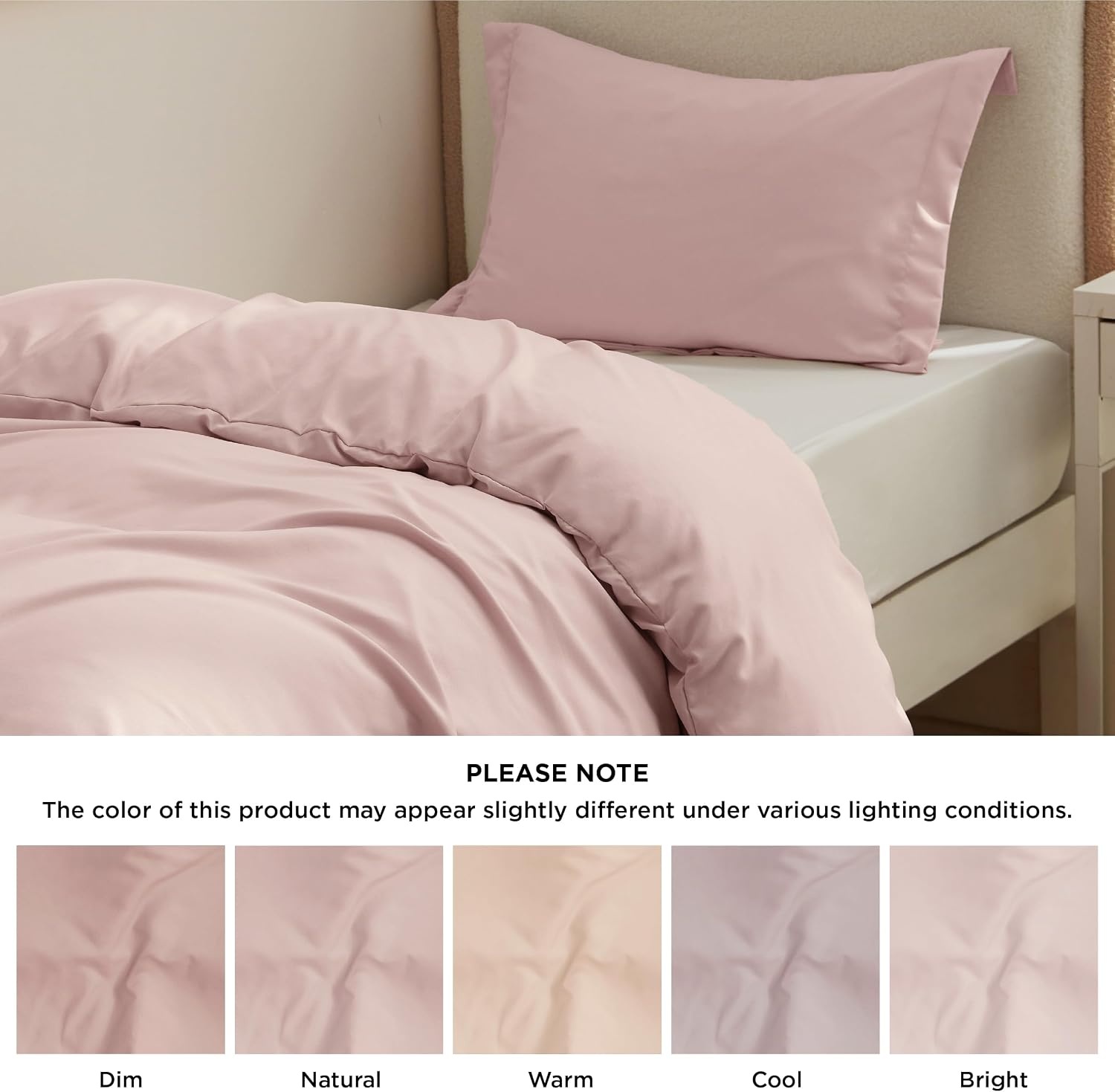 image:imageBedsure Duvet Cover TwinTwin XL Size Soft Double Brushed Bedding Set for Kids amp Adults Zipper Closure 2 Pieces Includes 1 Duvet Cover 68x90 amp 1 Pillow Sham NO Comforter White08 Rose Pink