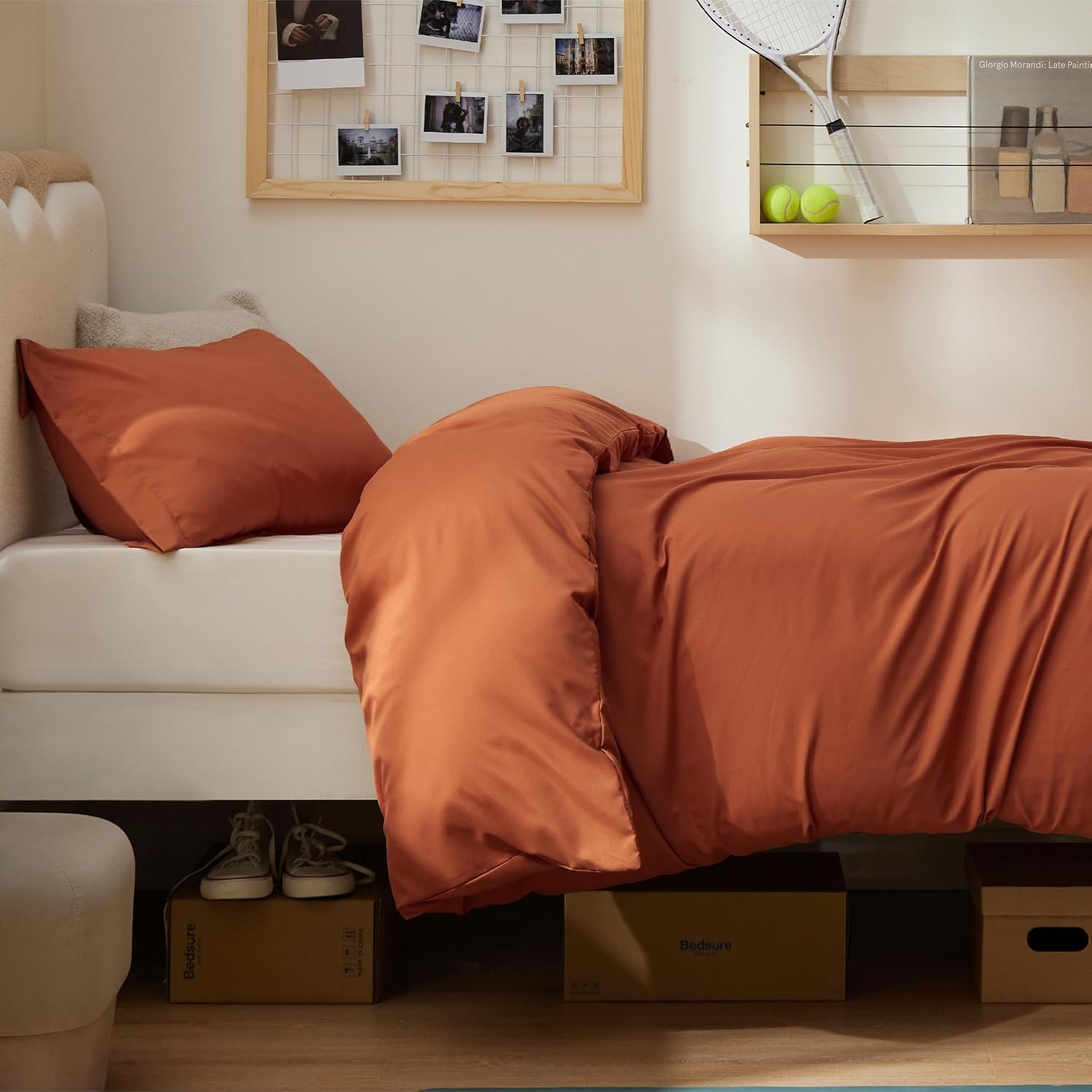image:imageBedsure Duvet Cover TwinTwin XL Size Soft Double Brushed Bedding Set for Kids amp Adults Zipper Closure 2 Pieces Includes 1 Duvet Cover 68x90 amp 1 Pillow Sham NO Comforter White09 Terracotta