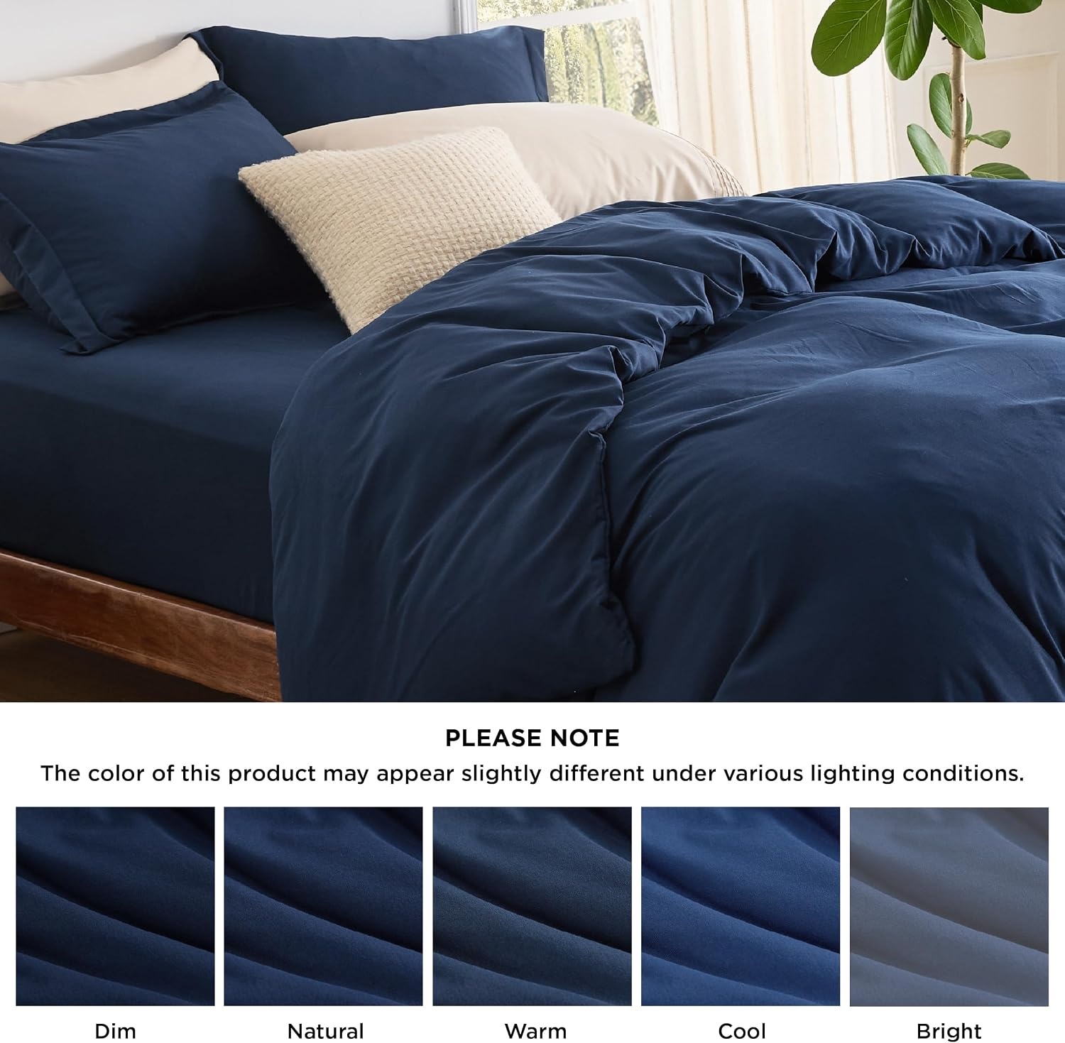 image:imageBedsure Duvet Cover TwinTwin XL Size Soft Double Brushed Bedding Set for Kids amp Adults Zipper Closure 2 Pieces Includes 1 Duvet Cover 68x90 amp 1 Pillow Sham NO Comforter White00 Navy Blue