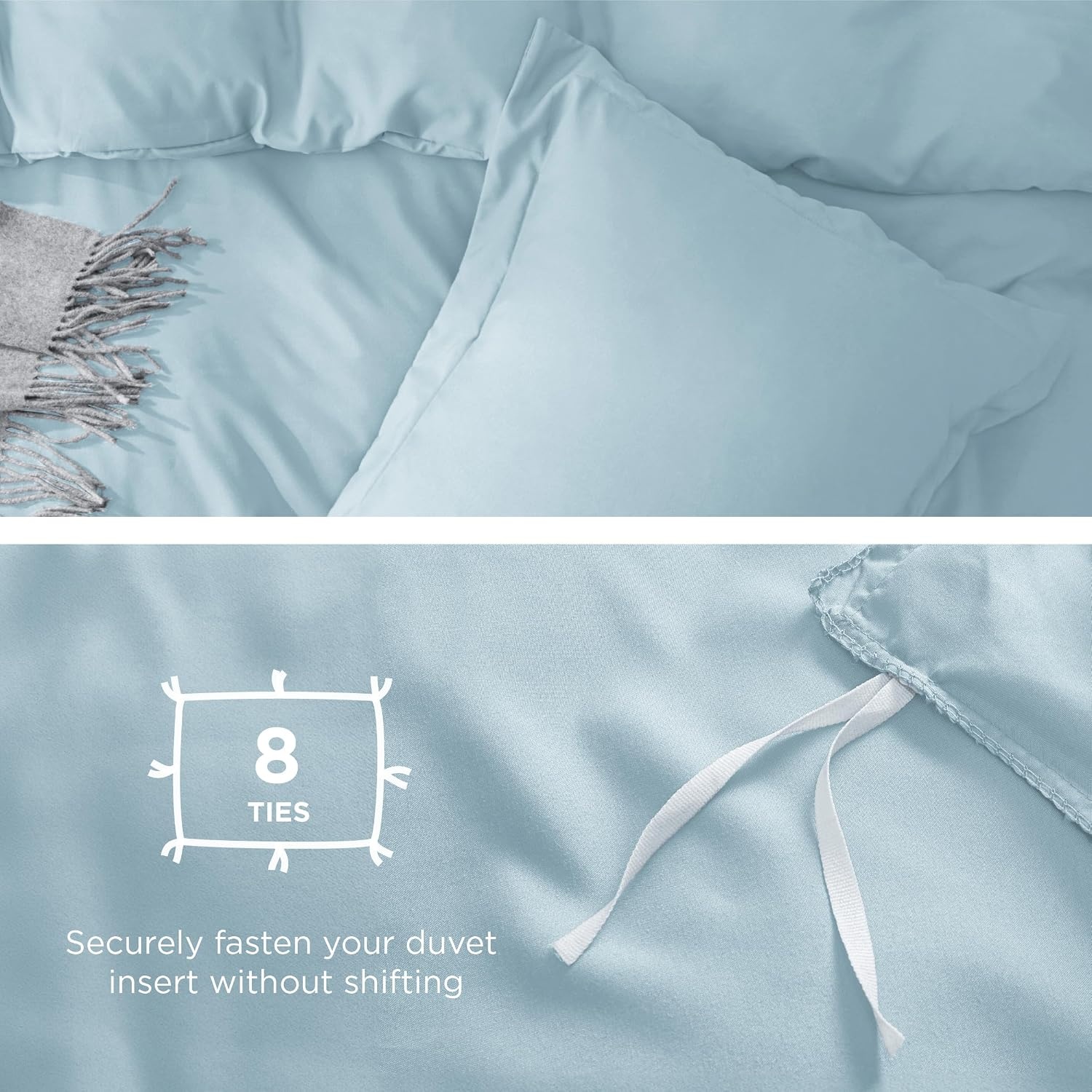 image:imageBedsure Duvet Cover TwinTwin XL Size Soft Double Brushed Bedding Set for Kids amp Adults Zipper Closure 2 Pieces Includes 1 Duvet Cover 68x90 amp 1 Pillow Sham NO Comforter White06 Baby Blue