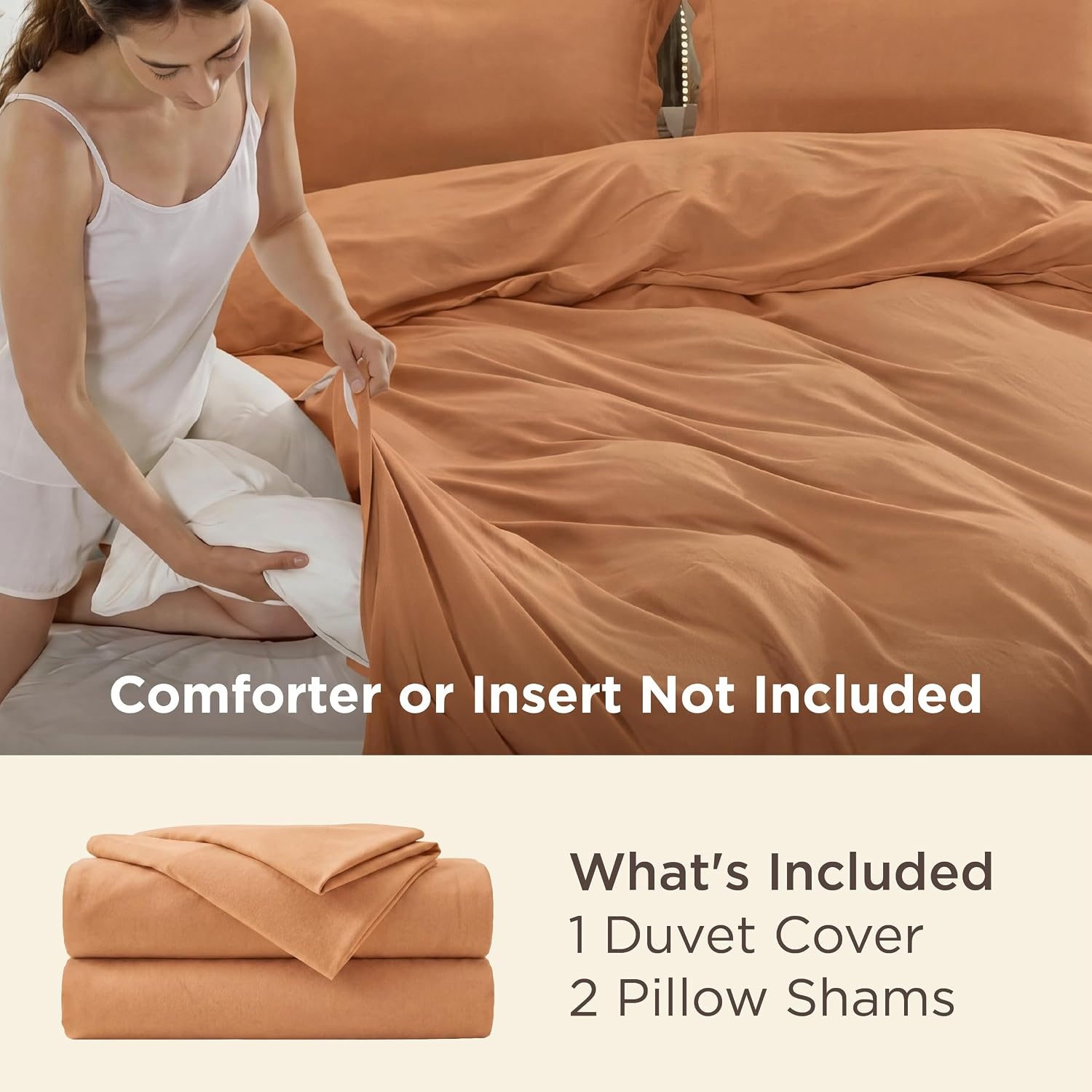 image:imageBedsure Duvet Cover TwinTwin XL Size Soft Double Brushed Bedding Set for Kids amp Adults Zipper Closure 2 Pieces Includes 1 Duvet Cover 68x90 amp 1 Pillow Sham NO Comforter White09 Orange