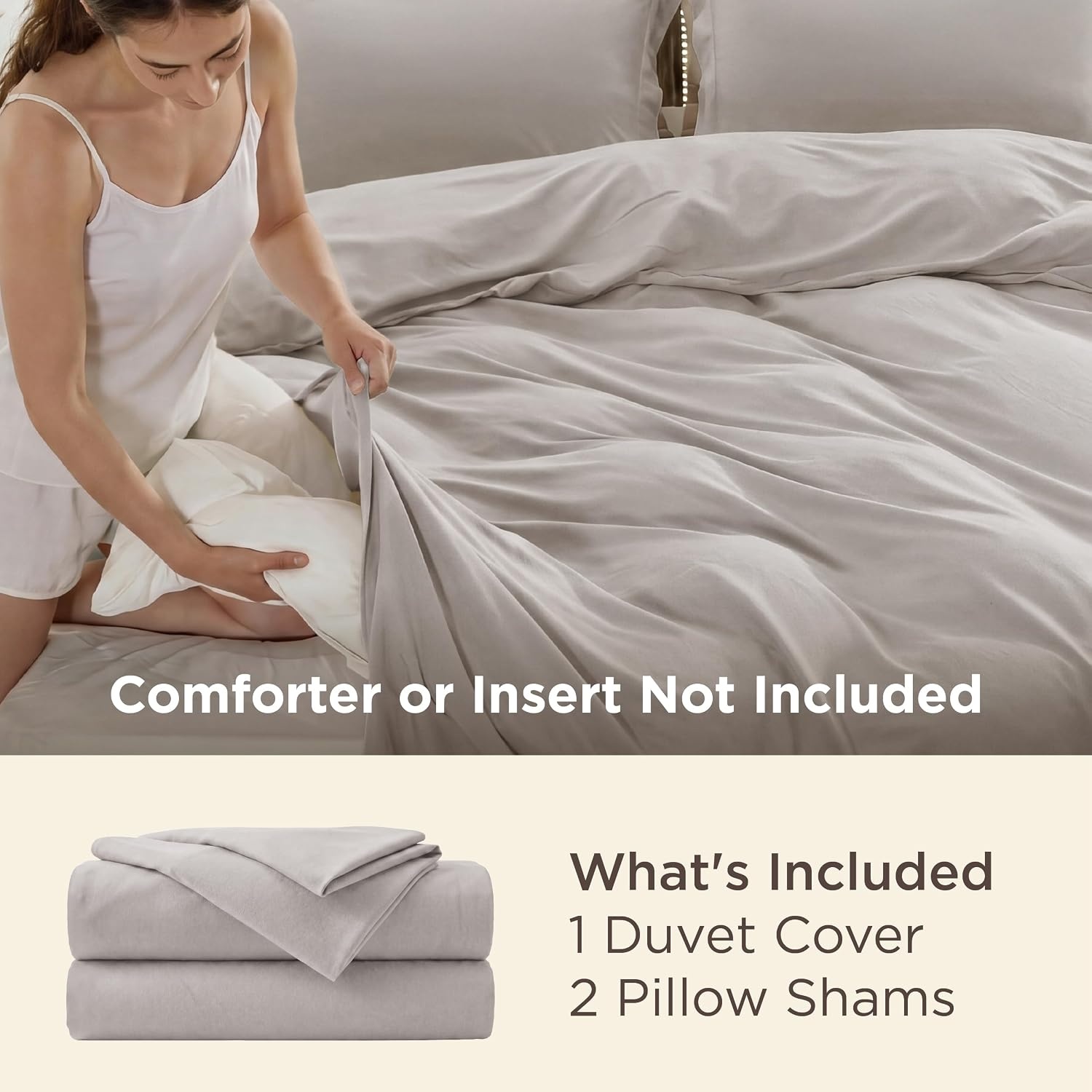 image:imageBedsure Duvet Cover TwinTwin XL Size Soft Double Brushed Bedding Set for Kids amp Adults Zipper Closure 2 Pieces Includes 1 Duvet Cover 68x90 amp 1 Pillow Sham NO Comforter White03 Taupe