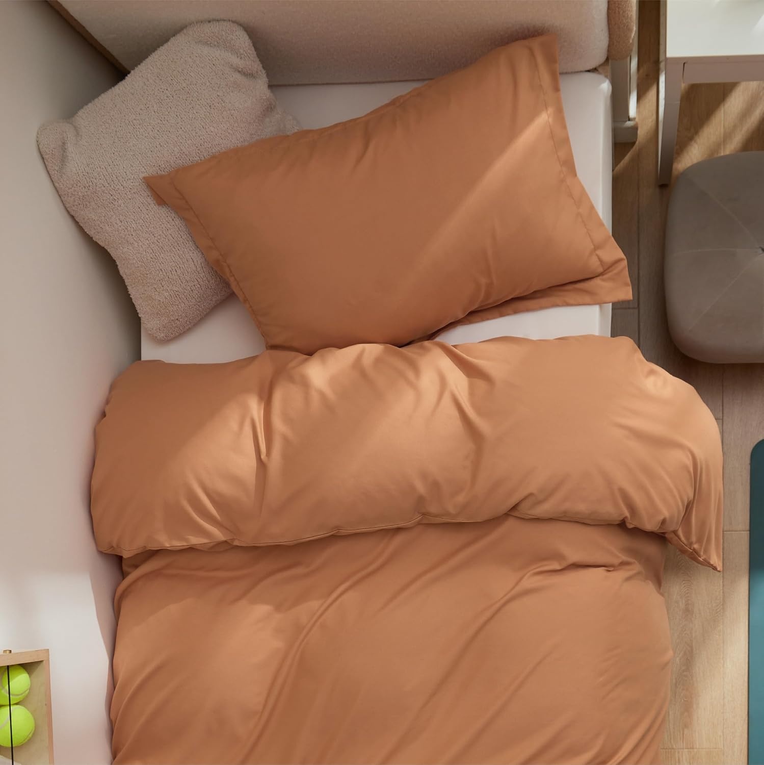 image:imageBedsure Duvet Cover TwinTwin XL Size Soft Double Brushed Bedding Set for Kids amp Adults Zipper Closure 2 Pieces Includes 1 Duvet Cover 68x90 amp 1 Pillow Sham NO Comforter White09 Orange