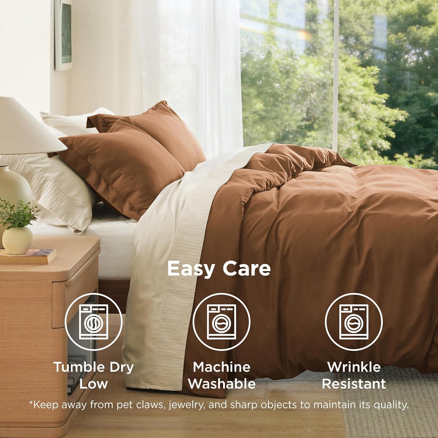 image:imageBedsure Duvet Cover TwinTwin XL Size Soft Double Brushed Bedding Set for Kids amp Adults Zipper Closure 2 Pieces Includes 1 Duvet Cover 68x90 amp 1 Pillow Sham NO Comforter White07 Brown