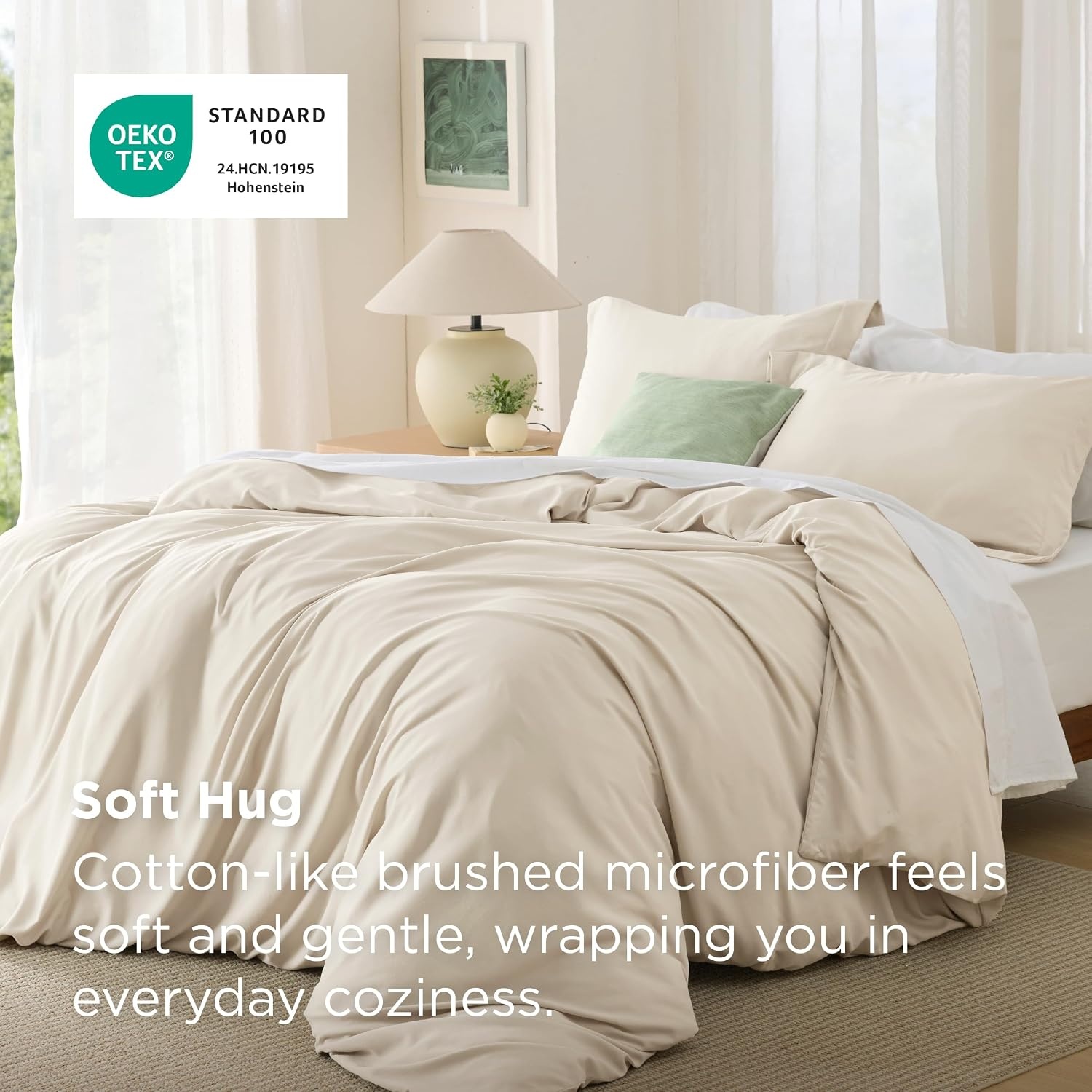 image:imageBedsure Duvet Cover TwinTwin XL Size Soft Double Brushed Bedding Set for Kids amp Adults Zipper Closure 2 Pieces Includes 1 Duvet Cover 68x90 amp 1 Pillow Sham NO Comforter White03 Light Beige