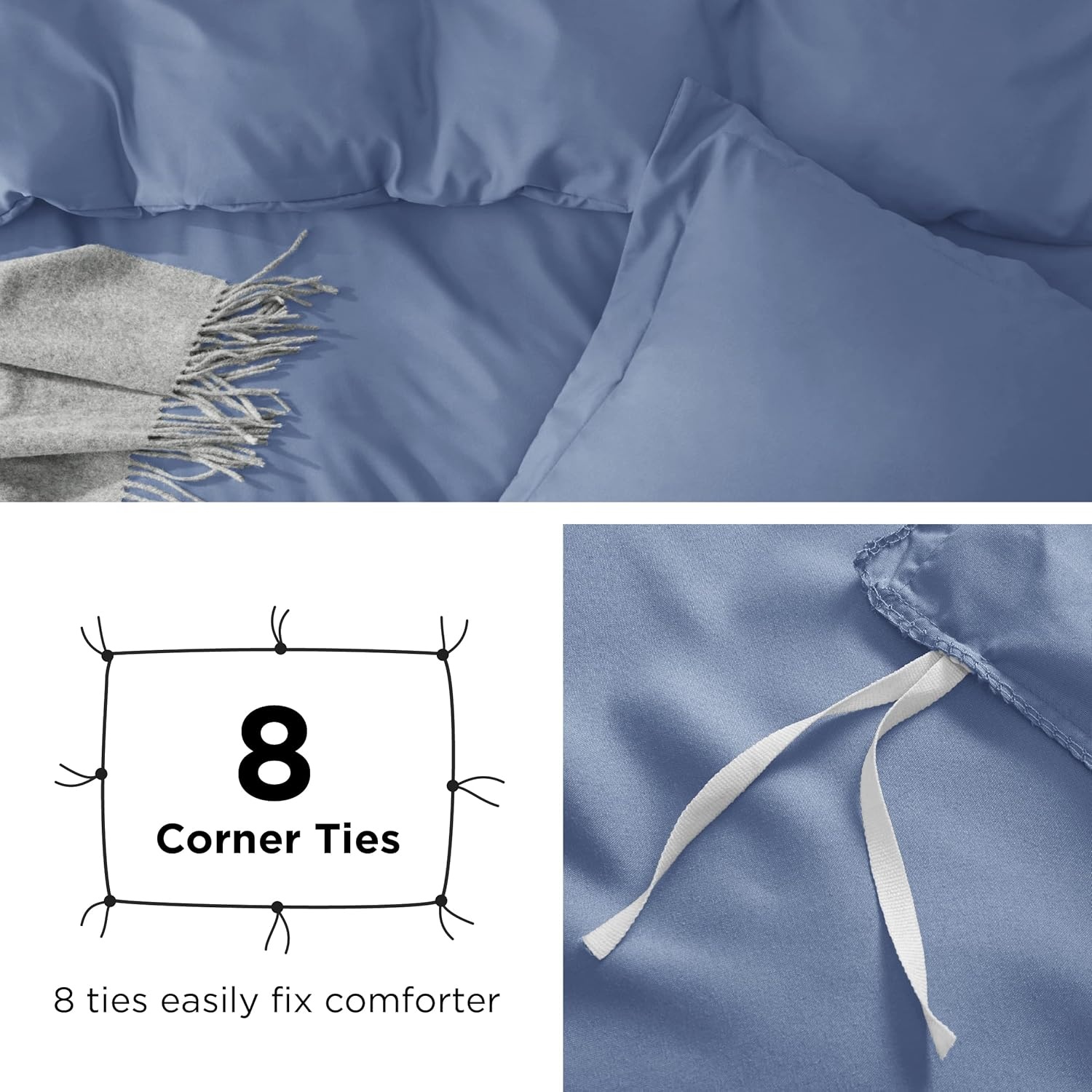 image:imageBedsure Duvet Cover TwinTwin XL Size Soft Double Brushed Bedding Set for Kids amp Adults Zipper Closure 2 Pieces Includes 1 Duvet Cover 68x90 amp 1 Pillow Sham NO Comforter White06 Slate Blue