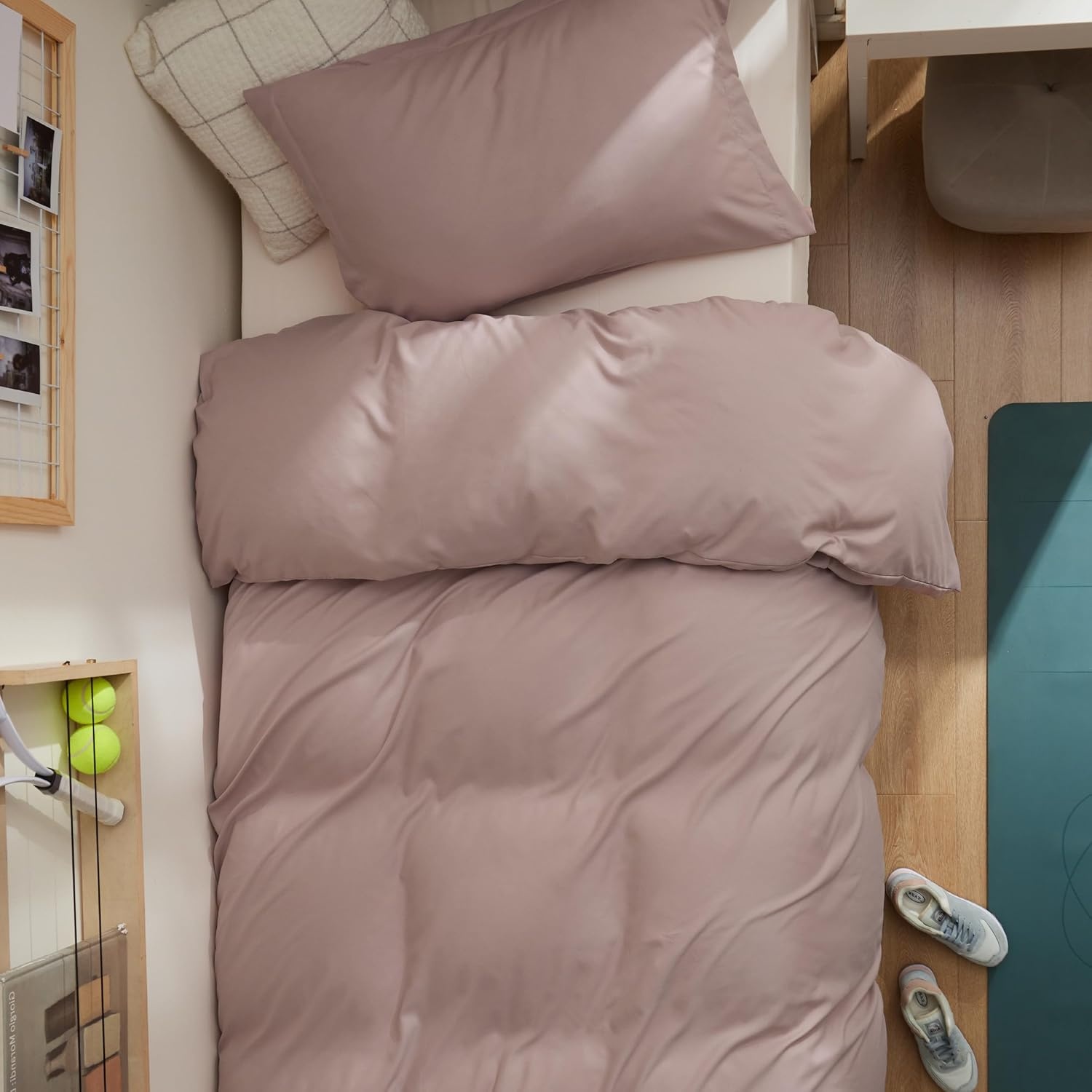 image:imageBedsure Duvet Cover TwinTwin XL Size Soft Double Brushed Bedding Set for Kids amp Adults Zipper Closure 2 Pieces Includes 1 Duvet Cover 68x90 amp 1 Pillow Sham NO Comforter White08 Dusty Rose