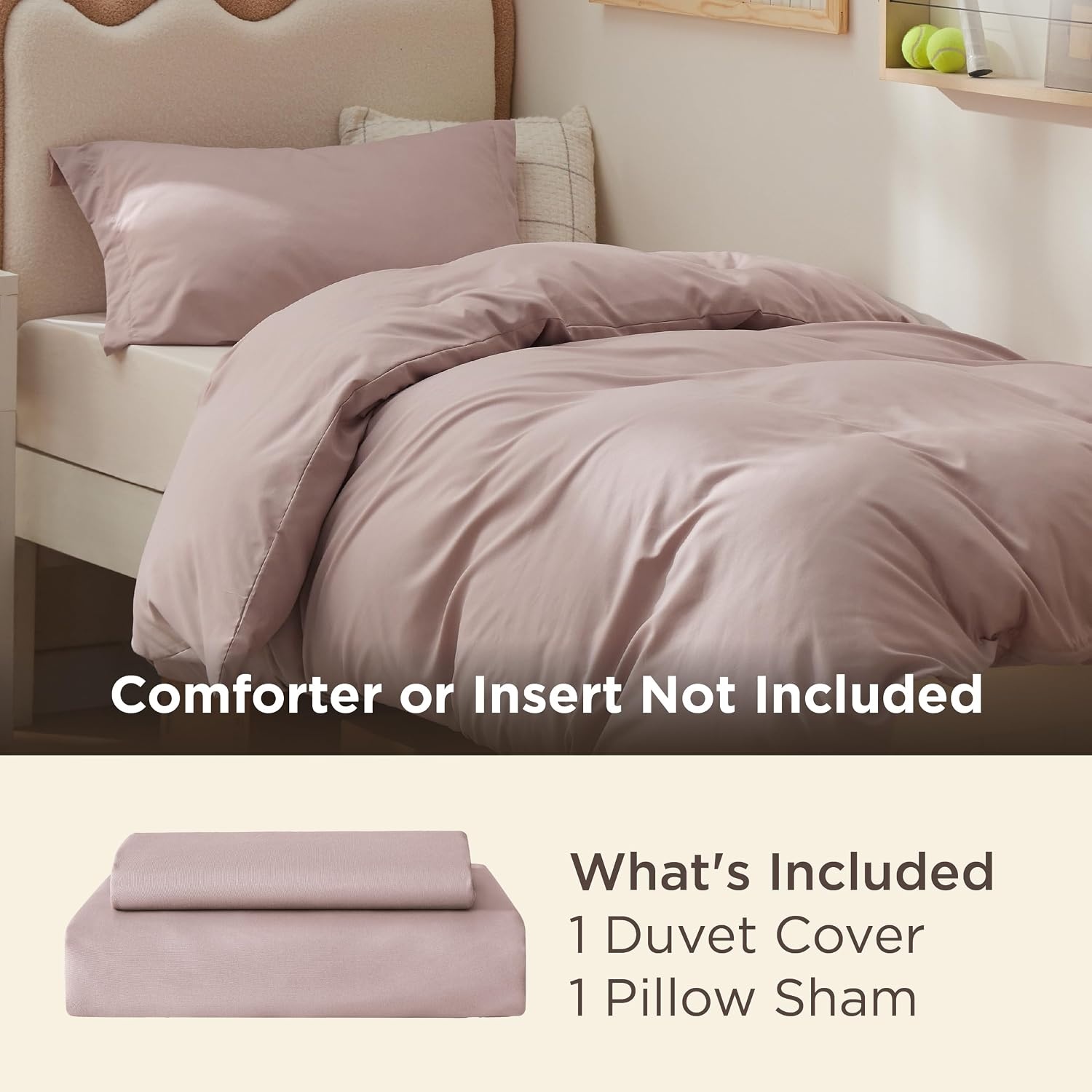 image:imageBedsure Duvet Cover TwinTwin XL Size Soft Double Brushed Bedding Set for Kids amp Adults Zipper Closure 2 Pieces Includes 1 Duvet Cover 68x90 amp 1 Pillow Sham NO Comforter White08 Dusty Rose