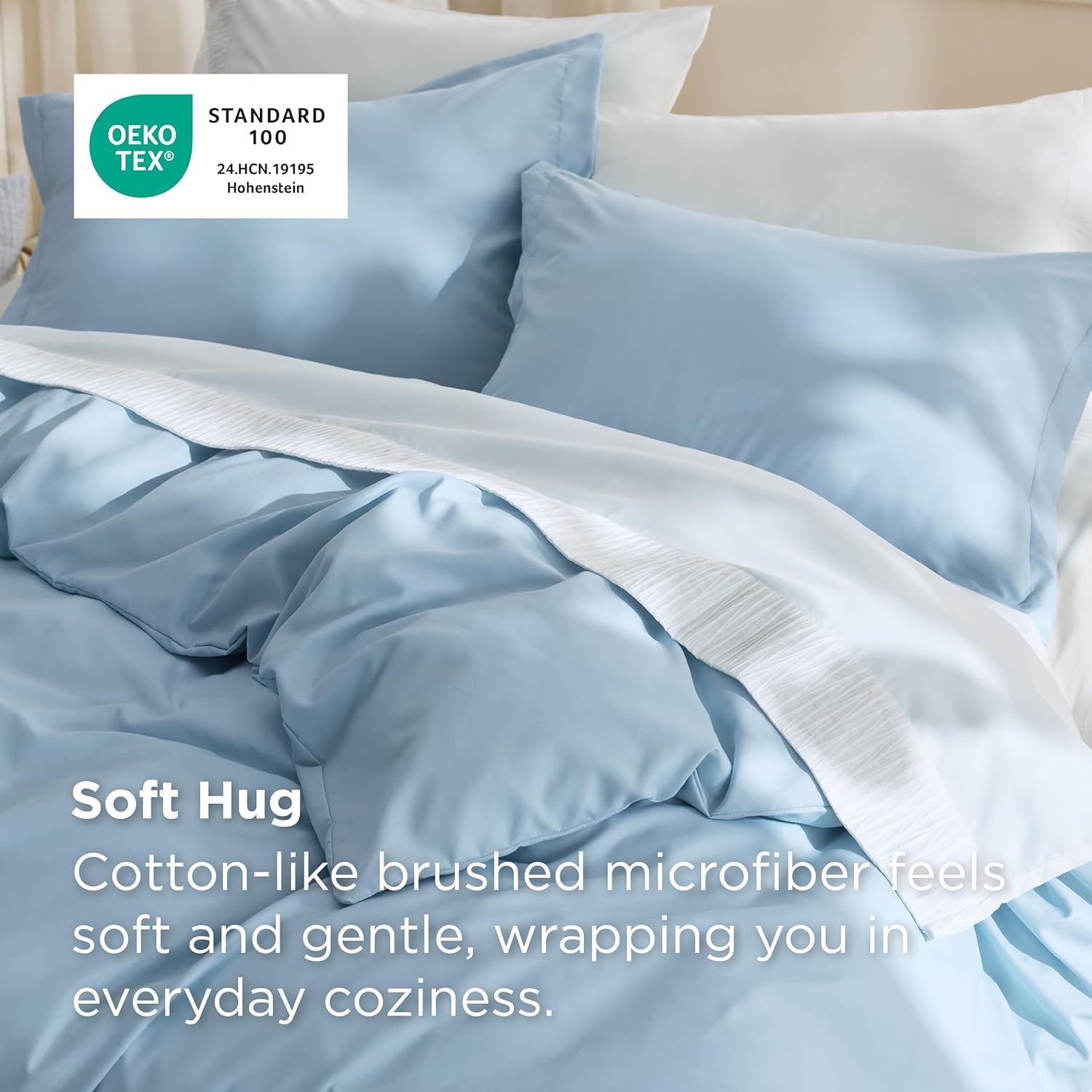 image:imageBedsure Duvet Cover TwinTwin XL Size Soft Double Brushed Bedding Set for Kids amp Adults Zipper Closure 2 Pieces Includes 1 Duvet Cover 68x90 amp 1 Pillow Sham NO Comforter White06 Baby Blue