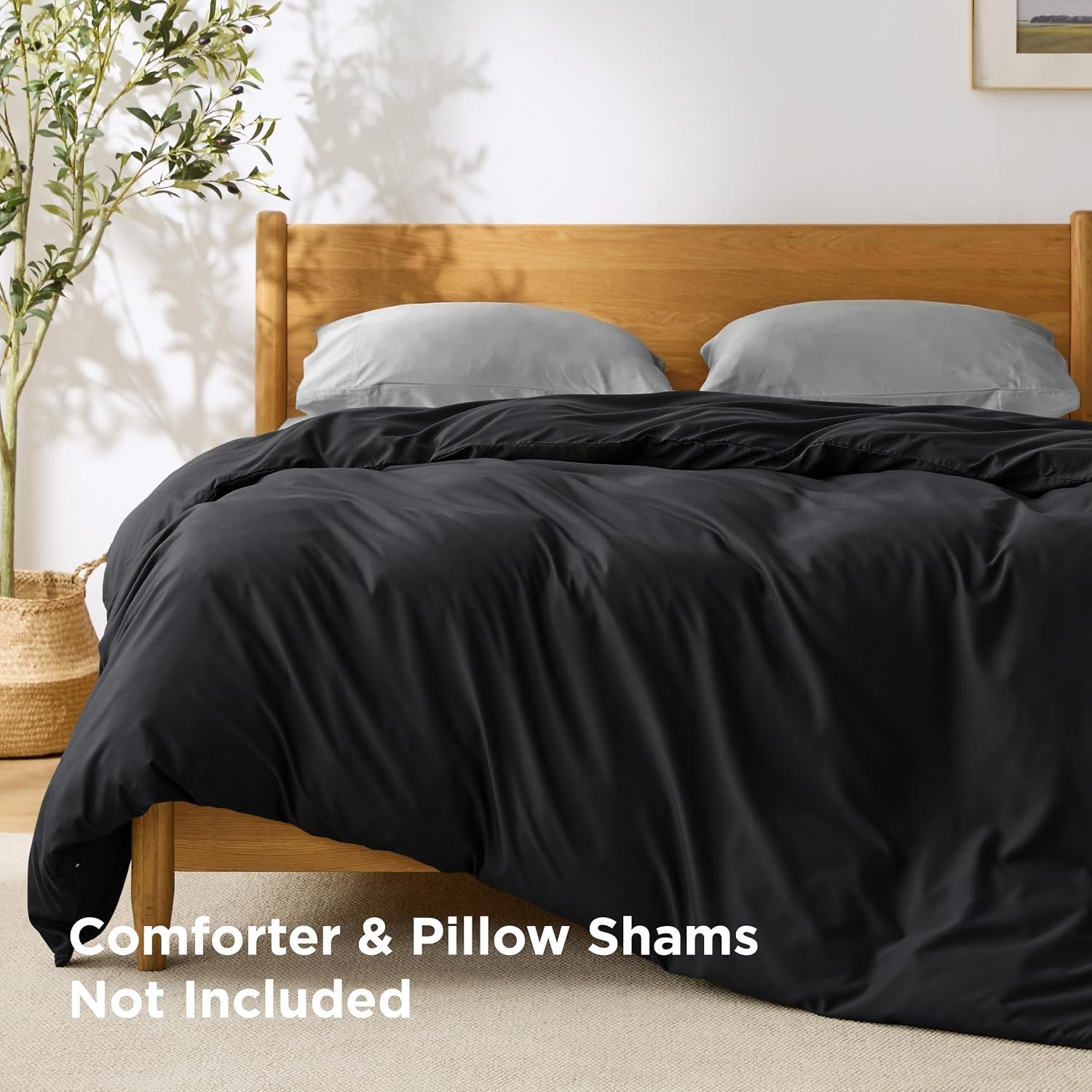 image:imageBedsure Duvet Cover TwinTwin XL Size Soft Double Brushed Bedding Set for Kids amp Adults Zipper Closure 2 Pieces Includes 1 Duvet Cover 68x90 amp 1 Pillow Sham NO Comforter White02 Black