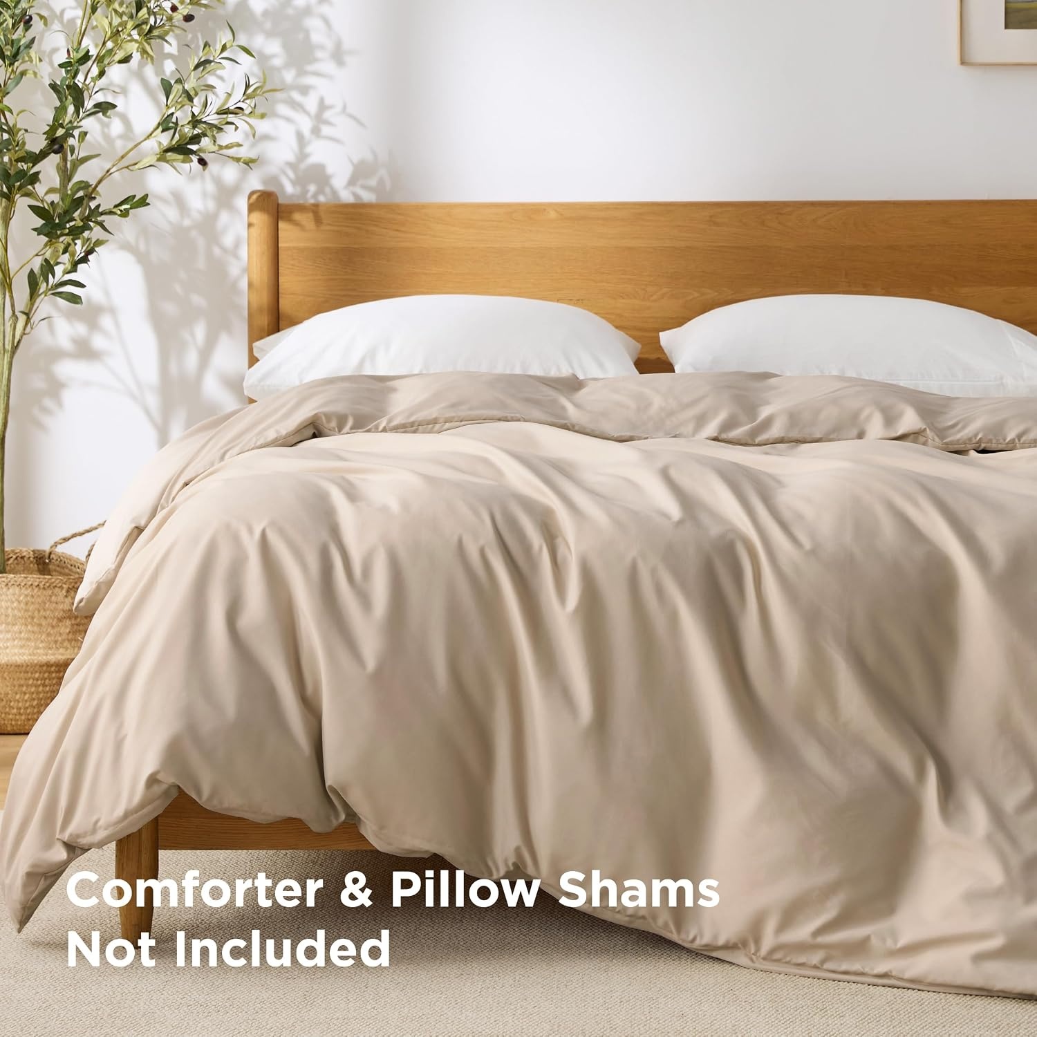 image:imageBedsure Duvet Cover TwinTwin XL Size Soft Double Brushed Bedding Set for Kids amp Adults Zipper Closure 2 Pieces Includes 1 Duvet Cover 68x90 amp 1 Pillow Sham NO Comforter White07 Light Brown
