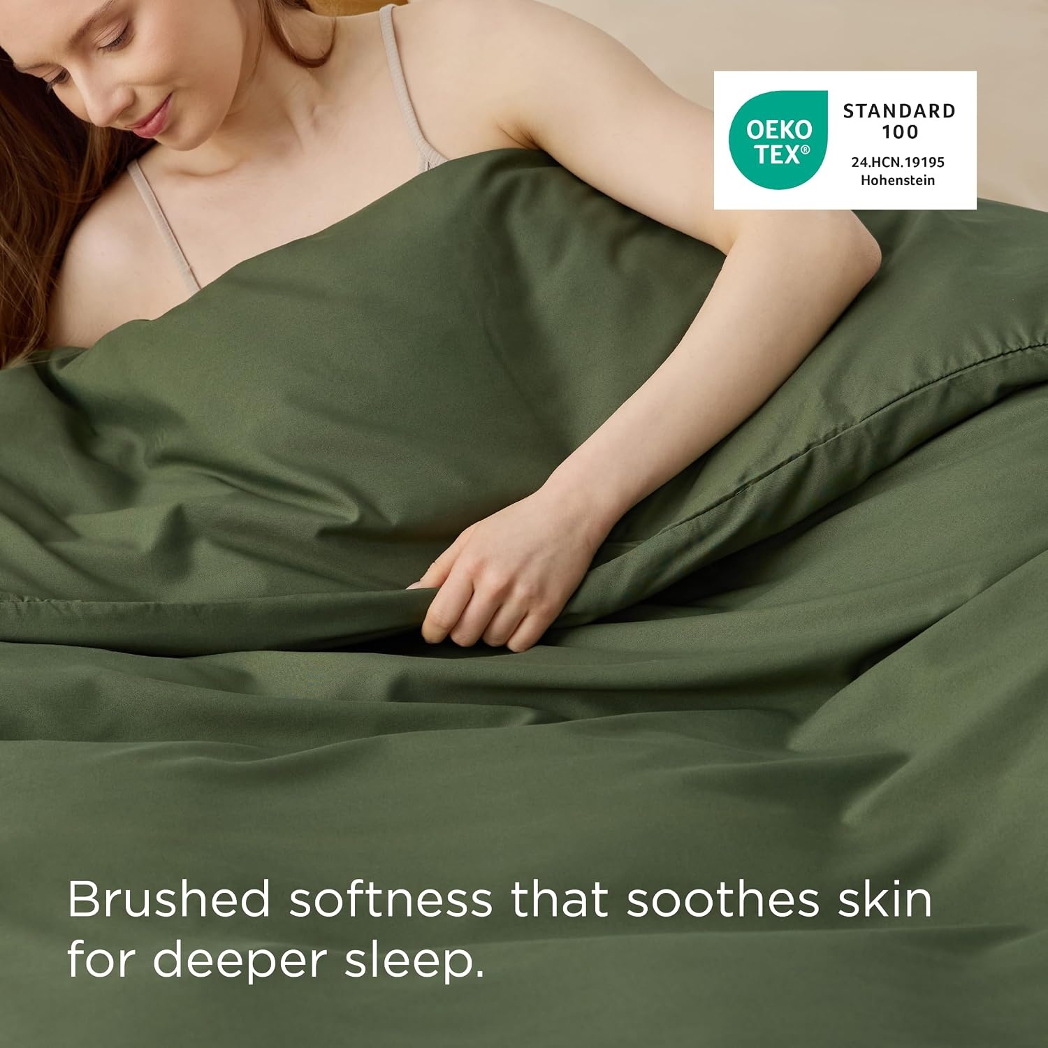 image:imageBedsure Duvet Cover TwinTwin XL Size Soft Double Brushed Bedding Set for Kids amp Adults Zipper Closure 2 Pieces Includes 1 Duvet Cover 68x90 amp 1 Pillow Sham NO Comforter White02 Olive Green