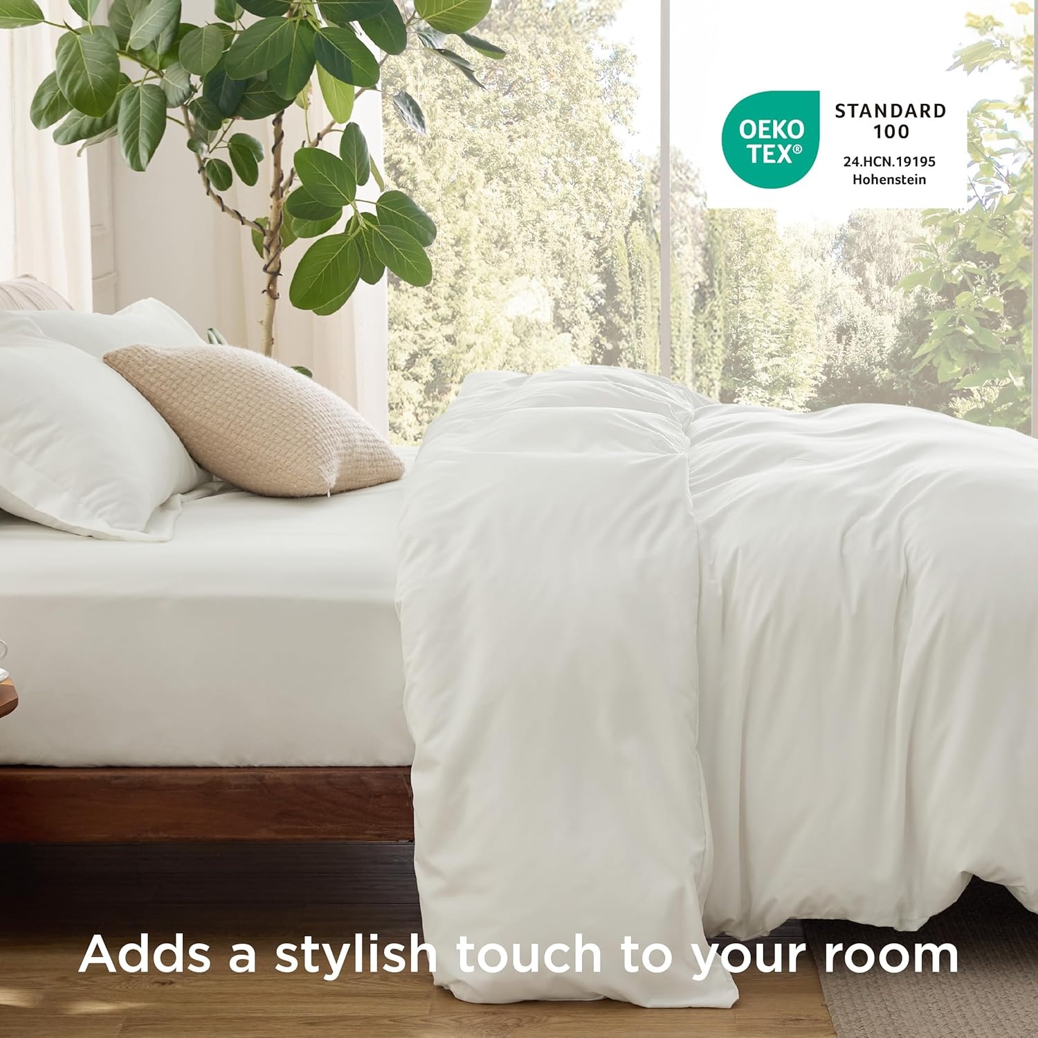 image:imageBedsure Duvet Cover TwinTwin XL Size Soft Double Brushed Bedding Set for Kids amp Adults Zipper Closure 2 Pieces Includes 1 Duvet Cover 68x90 amp 1 Pillow Sham NO Comforter White02 Cream White