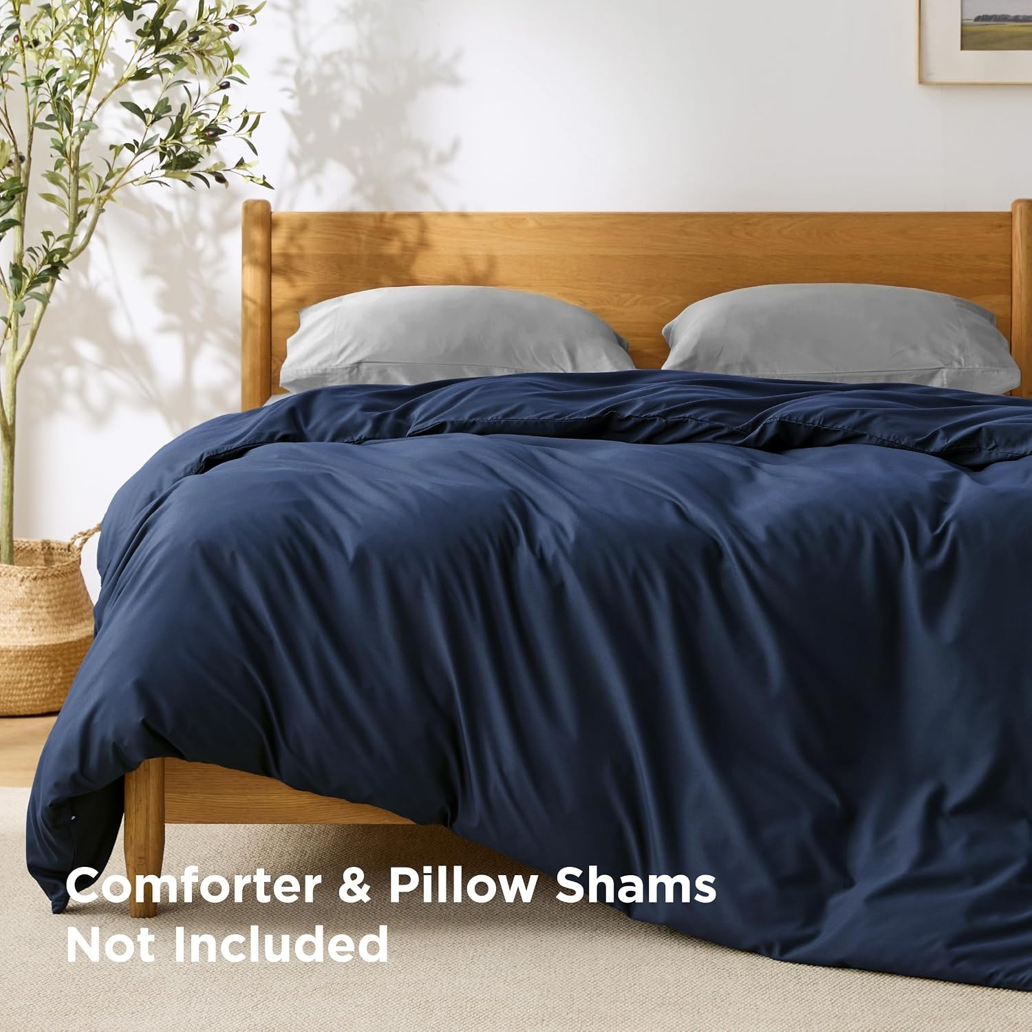 image:imageBedsure Duvet Cover TwinTwin XL Size Soft Double Brushed Bedding Set for Kids amp Adults Zipper Closure 2 Pieces Includes 1 Duvet Cover 68x90 amp 1 Pillow Sham NO Comforter White00 Navy Blue