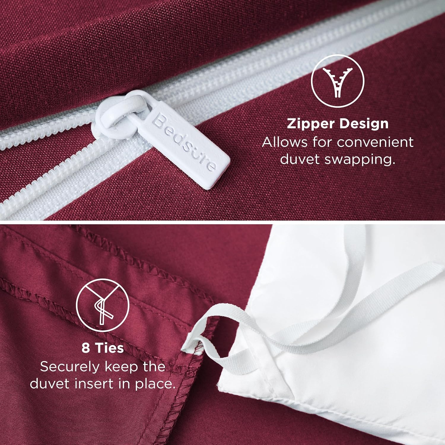 image:imageBedsure Duvet Cover TwinTwin XL Size Soft Double Brushed Bedding Set for Kids amp Adults Zipper Closure 2 Pieces Includes 1 Duvet Cover 68x90 amp 1 Pillow Sham NO Comforter White08 Red