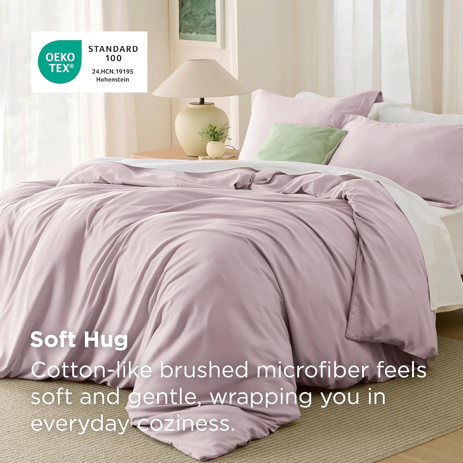 image:imageBedsure Duvet Cover TwinTwin XL Size Soft Double Brushed Bedding Set for Kids amp Adults Zipper Closure 2 Pieces Includes 1 Duvet Cover 68x90 amp 1 Pillow Sham NO Comforter White08 Pink Mocha