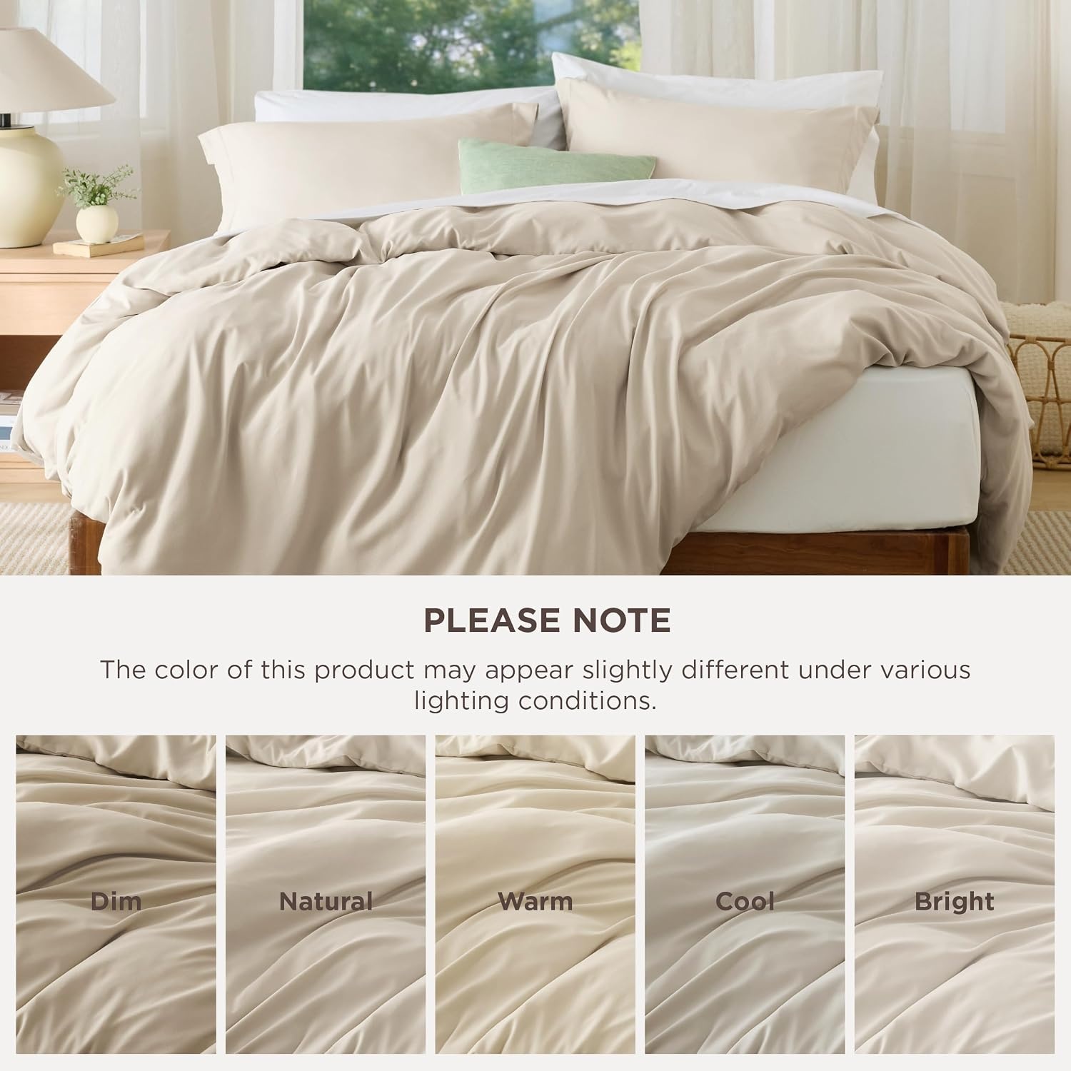 image:imageBedsure Duvet Cover TwinTwin XL Size Soft Double Brushed Bedding Set for Kids amp Adults Zipper Closure 2 Pieces Includes 1 Duvet Cover 68x90 amp 1 Pillow Sham NO Comforter White00 Beige