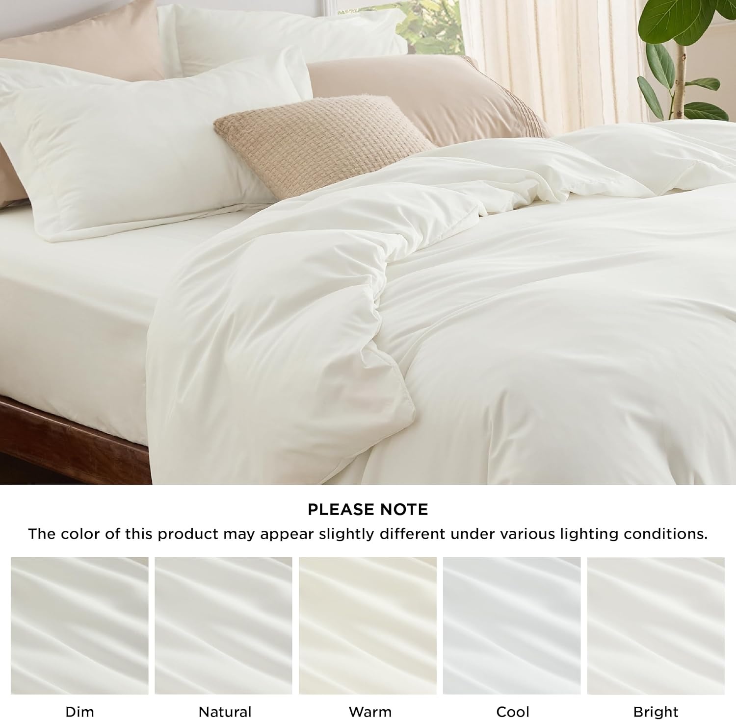 image:imageBedsure Duvet Cover TwinTwin XL Size Soft Double Brushed Bedding Set for Kids amp Adults Zipper Closure 2 Pieces Includes 1 Duvet Cover 68x90 amp 1 Pillow Sham NO Comforter White02 Cream White