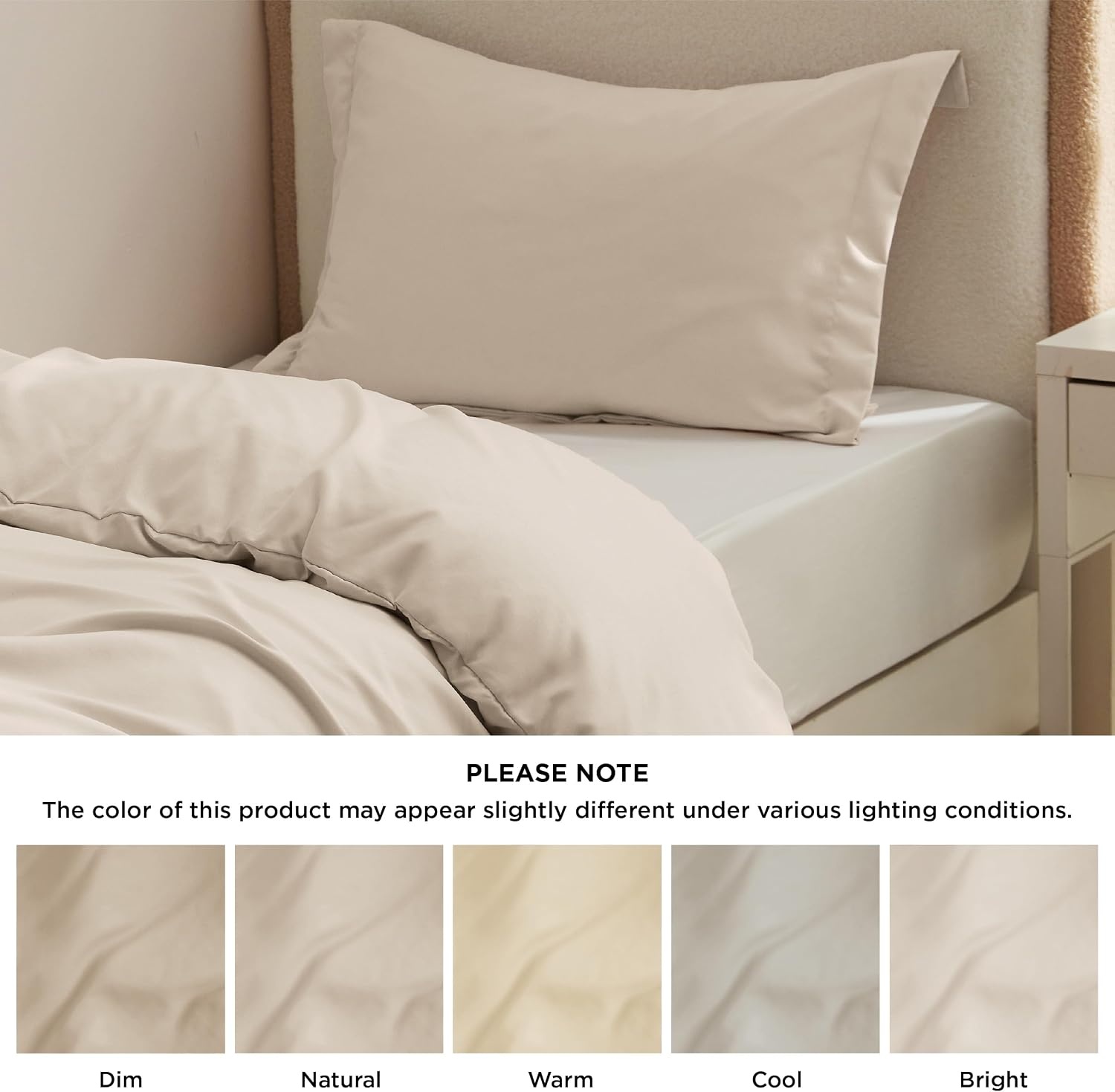 image:imageBedsure Duvet Cover TwinTwin XL Size Soft Double Brushed Bedding Set for Kids amp Adults Zipper Closure 2 Pieces Includes 1 Duvet Cover 68x90 amp 1 Pillow Sham NO Comforter White00 Beige