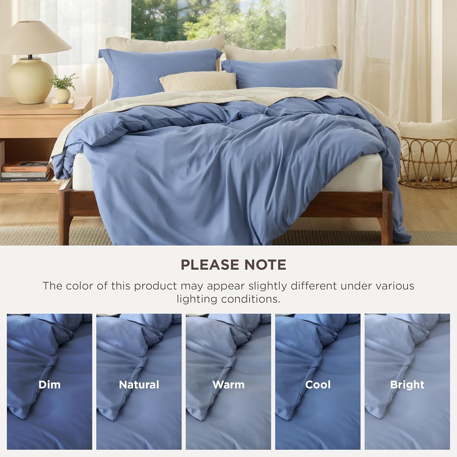 image:imageBedsure Duvet Cover TwinTwin XL Size Soft Double Brushed Bedding Set for Kids amp Adults Zipper Closure 2 Pieces Includes 1 Duvet Cover 68x90 amp 1 Pillow Sham NO Comforter White06 Slate Blue