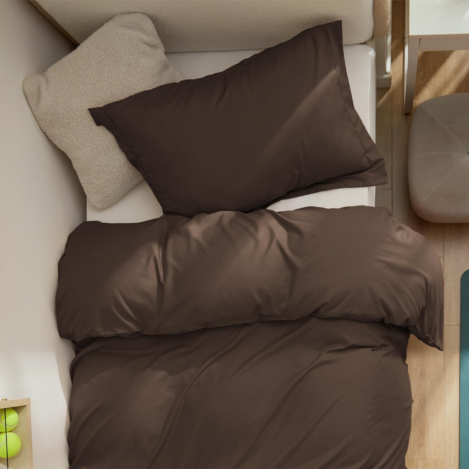 image:imageBedsure Duvet Cover TwinTwin XL Size Soft Double Brushed Bedding Set for Kids amp Adults Zipper Closure 2 Pieces Includes 1 Duvet Cover 68x90 amp 1 Pillow Sham NO Comforter White07 Dark Brown