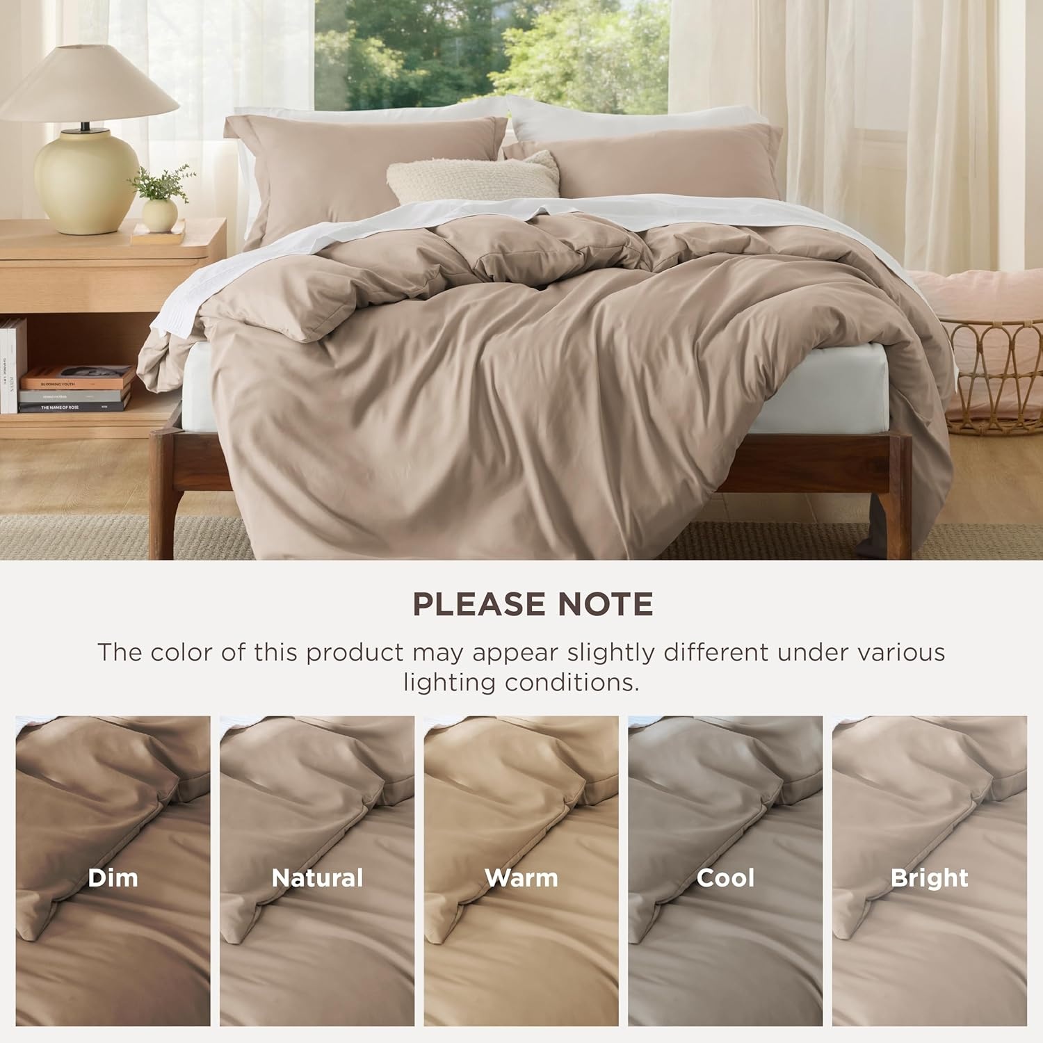image:imageBedsure Duvet Cover TwinTwin XL Size Soft Double Brushed Bedding Set for Kids amp Adults Zipper Closure 2 Pieces Includes 1 Duvet Cover 68x90 amp 1 Pillow Sham NO Comforter White07 Light Brown
