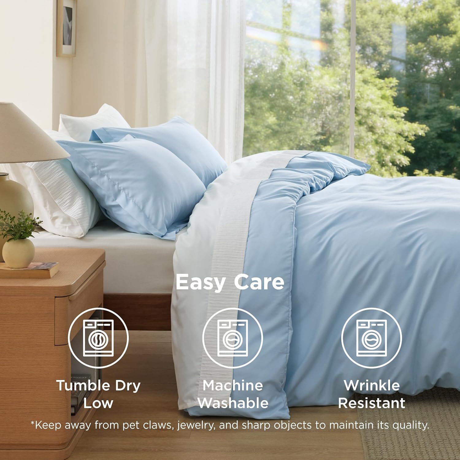 image:imageBedsure Duvet Cover TwinTwin XL Size Soft Double Brushed Bedding Set for Kids amp Adults Zipper Closure 2 Pieces Includes 1 Duvet Cover 68x90 amp 1 Pillow Sham NO Comforter White06 Baby Blue