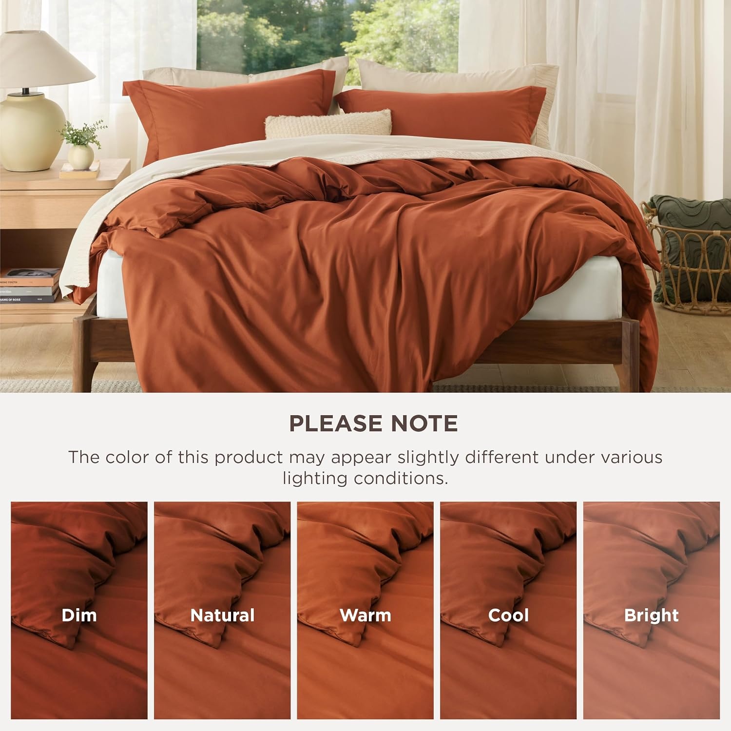 image:imageBedsure Duvet Cover TwinTwin XL Size Soft Double Brushed Bedding Set for Kids amp Adults Zipper Closure 2 Pieces Includes 1 Duvet Cover 68x90 amp 1 Pillow Sham NO Comforter White09 Terracotta