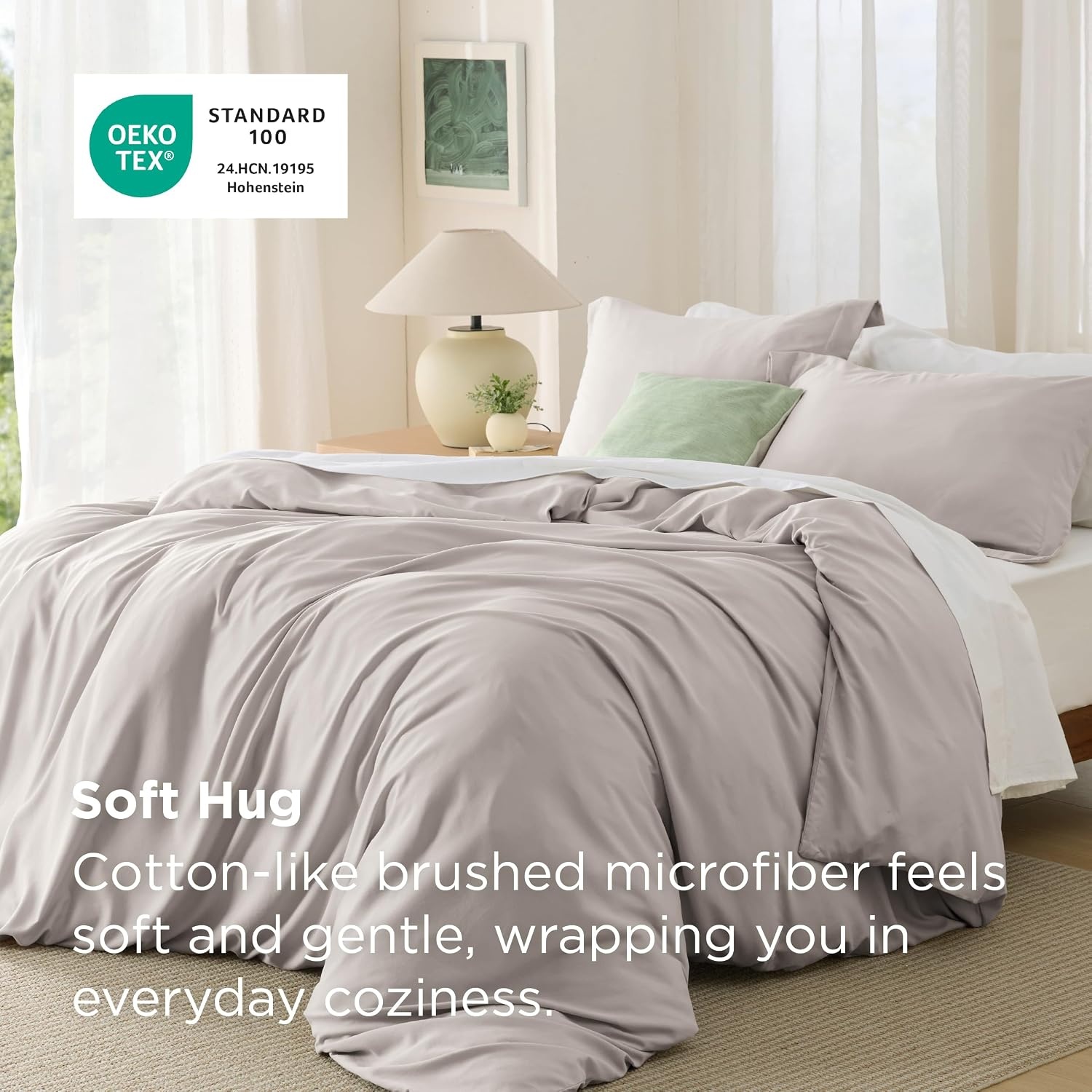 image:imageBedsure Duvet Cover TwinTwin XL Size Soft Double Brushed Bedding Set for Kids amp Adults Zipper Closure 2 Pieces Includes 1 Duvet Cover 68x90 amp 1 Pillow Sham NO Comforter White03 Taupe