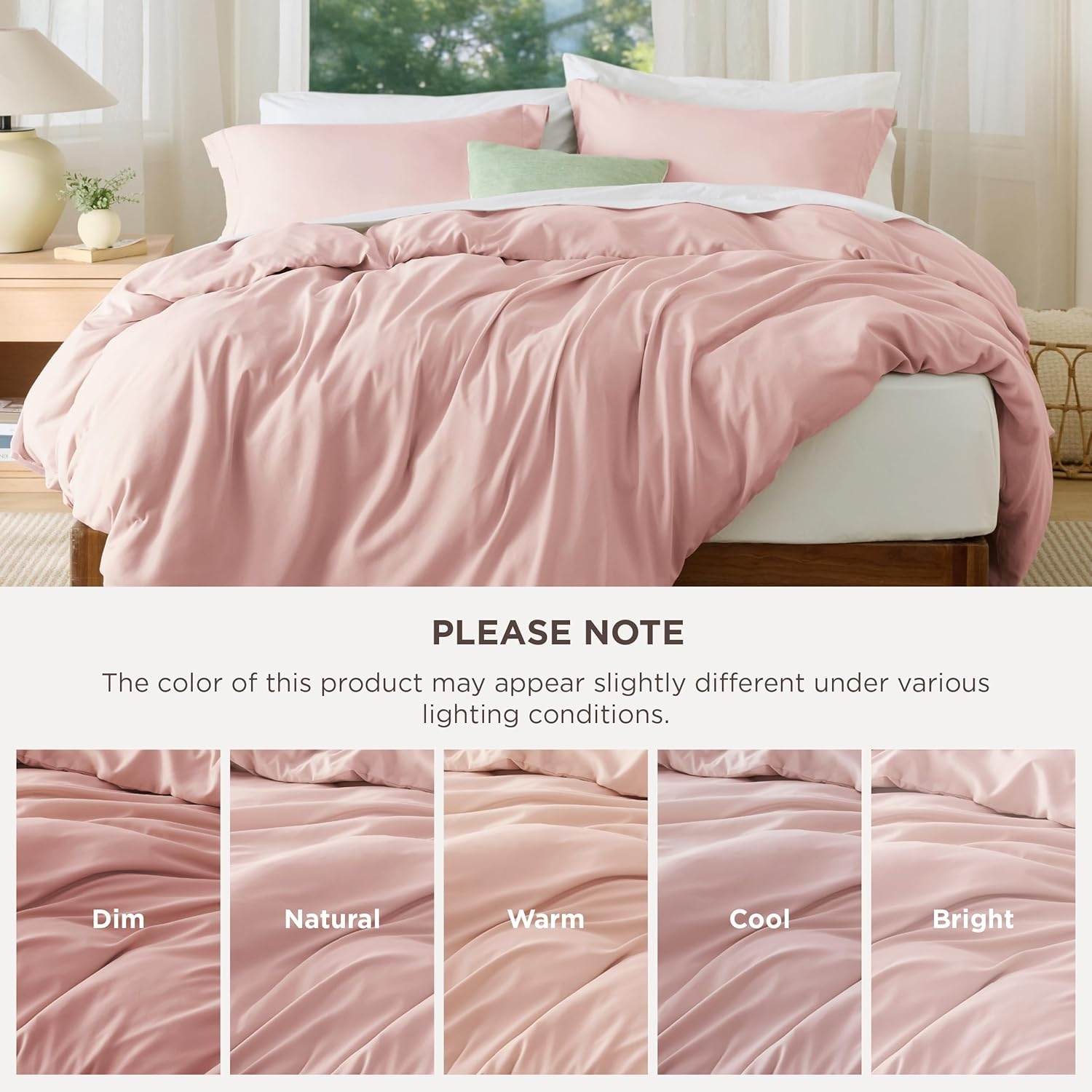 image:imageBedsure Duvet Cover TwinTwin XL Size Soft Double Brushed Bedding Set for Kids amp Adults Zipper Closure 2 Pieces Includes 1 Duvet Cover 68x90 amp 1 Pillow Sham NO Comforter White08 Pink