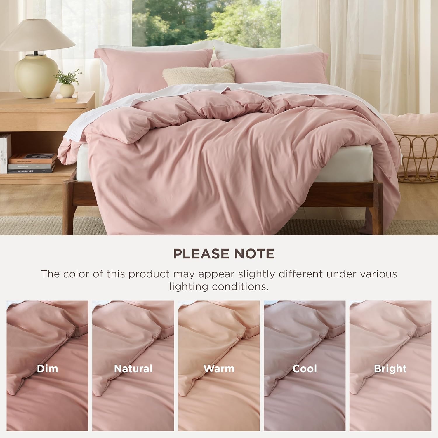 image:imageBedsure Duvet Cover TwinTwin XL Size Soft Double Brushed Bedding Set for Kids amp Adults Zipper Closure 2 Pieces Includes 1 Duvet Cover 68x90 amp 1 Pillow Sham NO Comforter White08 Blush Pink