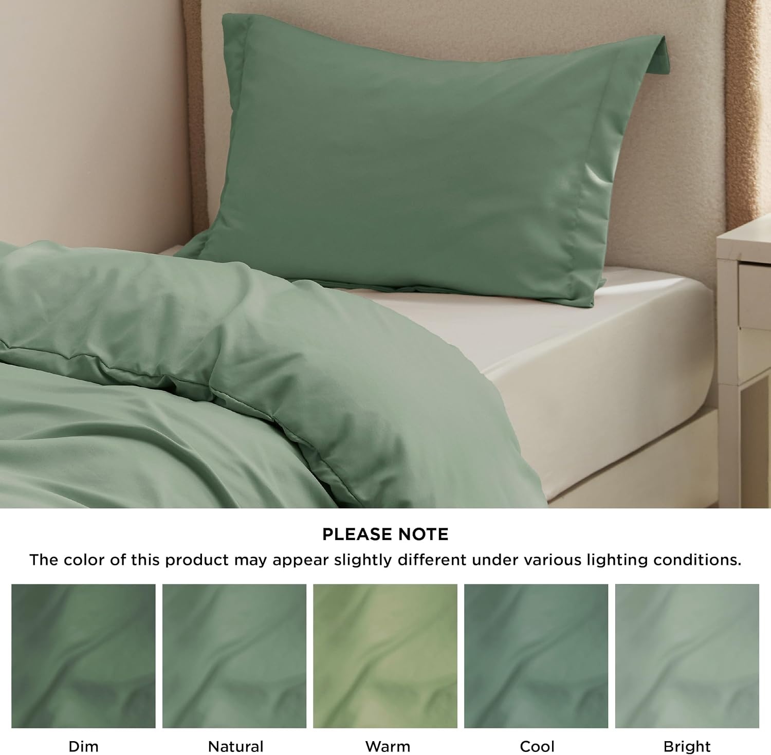 image:imageBedsure Duvet Cover TwinTwin XL Size Soft Double Brushed Bedding Set for Kids amp Adults Zipper Closure 2 Pieces Includes 1 Duvet Cover 68x90 amp 1 Pillow Sham NO Comforter White04 Sage Green