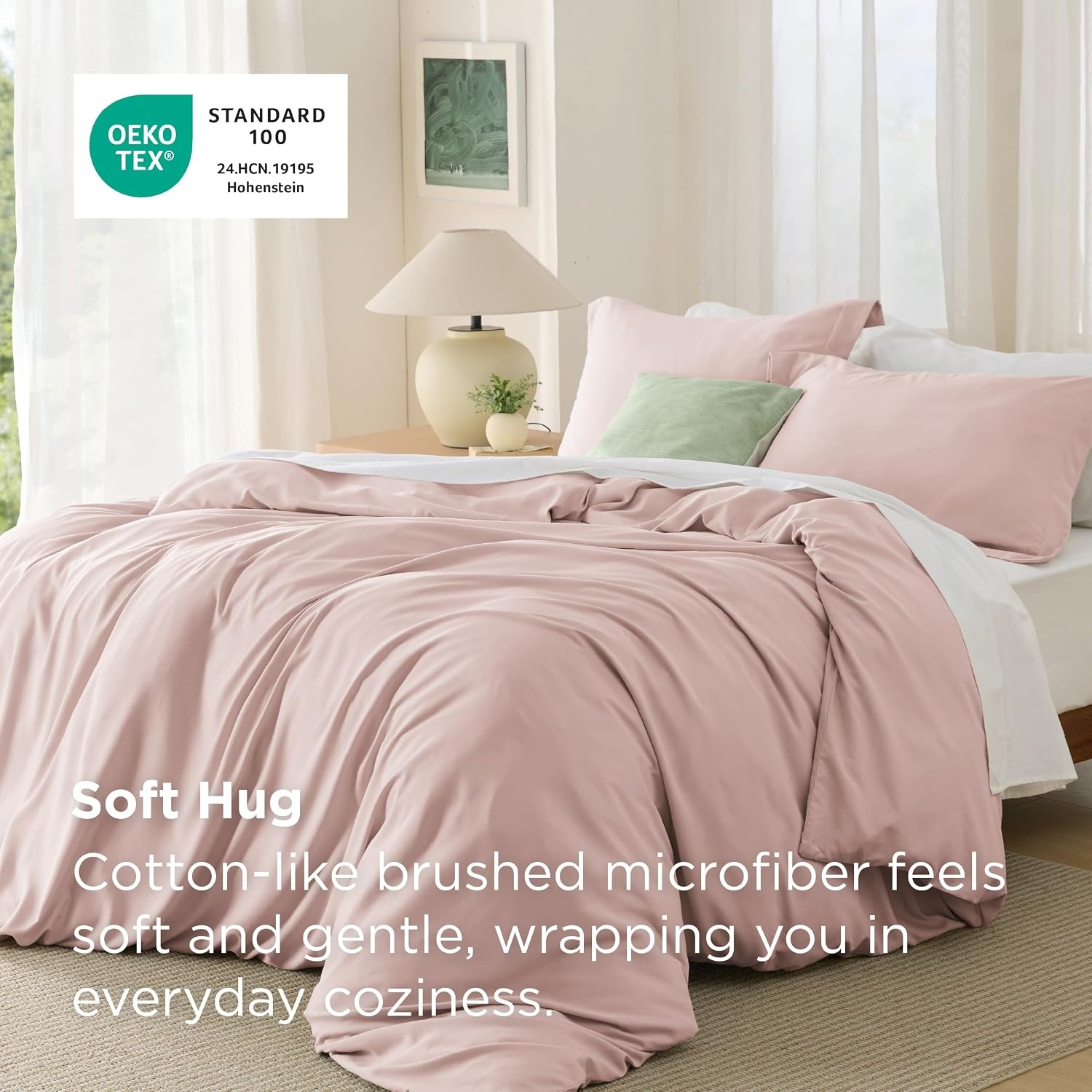 image:imageBedsure Duvet Cover TwinTwin XL Size Soft Double Brushed Bedding Set for Kids amp Adults Zipper Closure 2 Pieces Includes 1 Duvet Cover 68x90 amp 1 Pillow Sham NO Comforter White08 Rose Pink