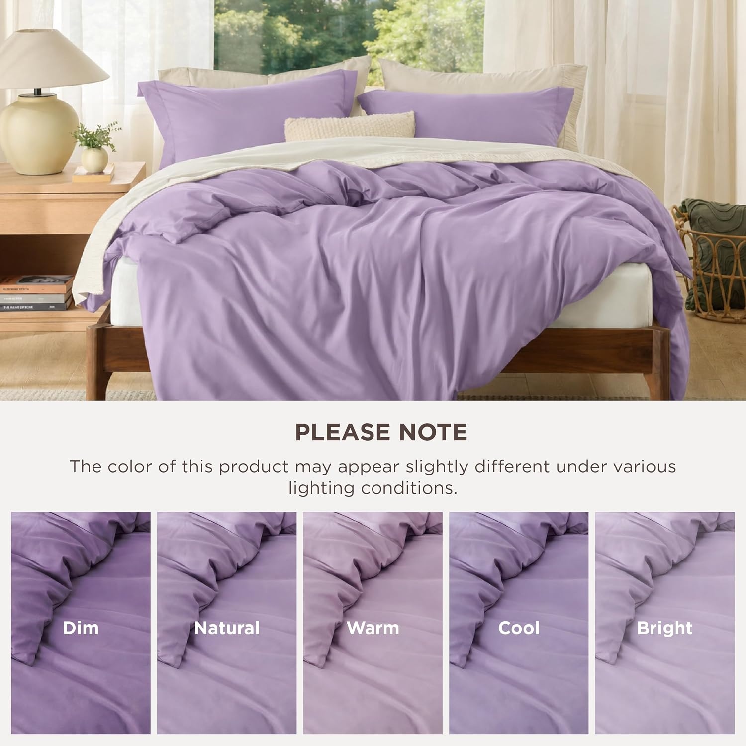 image:imageBedsure Duvet Cover TwinTwin XL Size Soft Double Brushed Bedding Set for Kids amp Adults Zipper Closure 2 Pieces Includes 1 Duvet Cover 68x90 amp 1 Pillow Sham NO Comforter White05 Light Purple