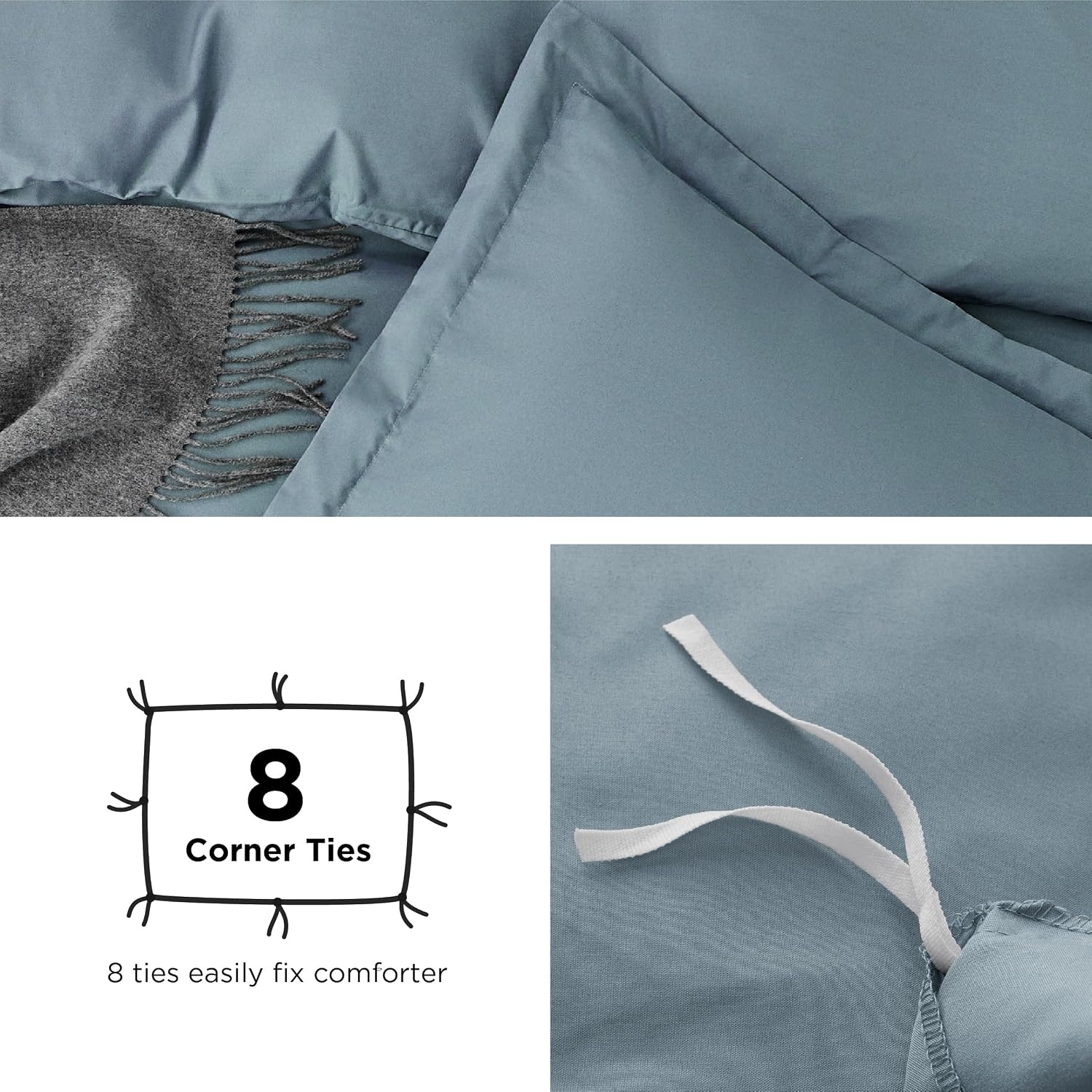 image:imageBedsure Duvet Cover TwinTwin XL Size Soft Double Brushed Bedding Set for Kids amp Adults Zipper Closure 2 Pieces Includes 1 Duvet Cover 68x90 amp 1 Pillow Sham NO Comforter White06 Mineral Blue