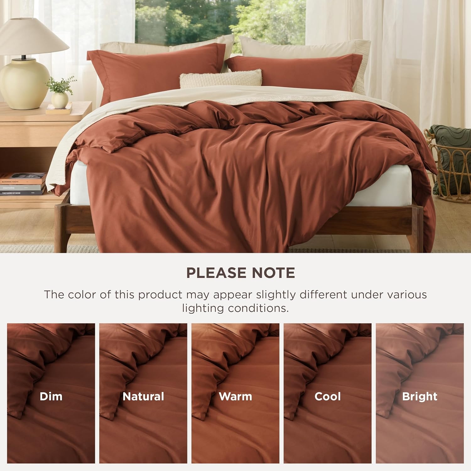 image:imageBedsure Duvet Cover TwinTwin XL Size Soft Double Brushed Bedding Set for Kids amp Adults Zipper Closure 2 Pieces Includes 1 Duvet Cover 68x90 amp 1 Pillow Sham NO Comforter White07 Burnt Orange