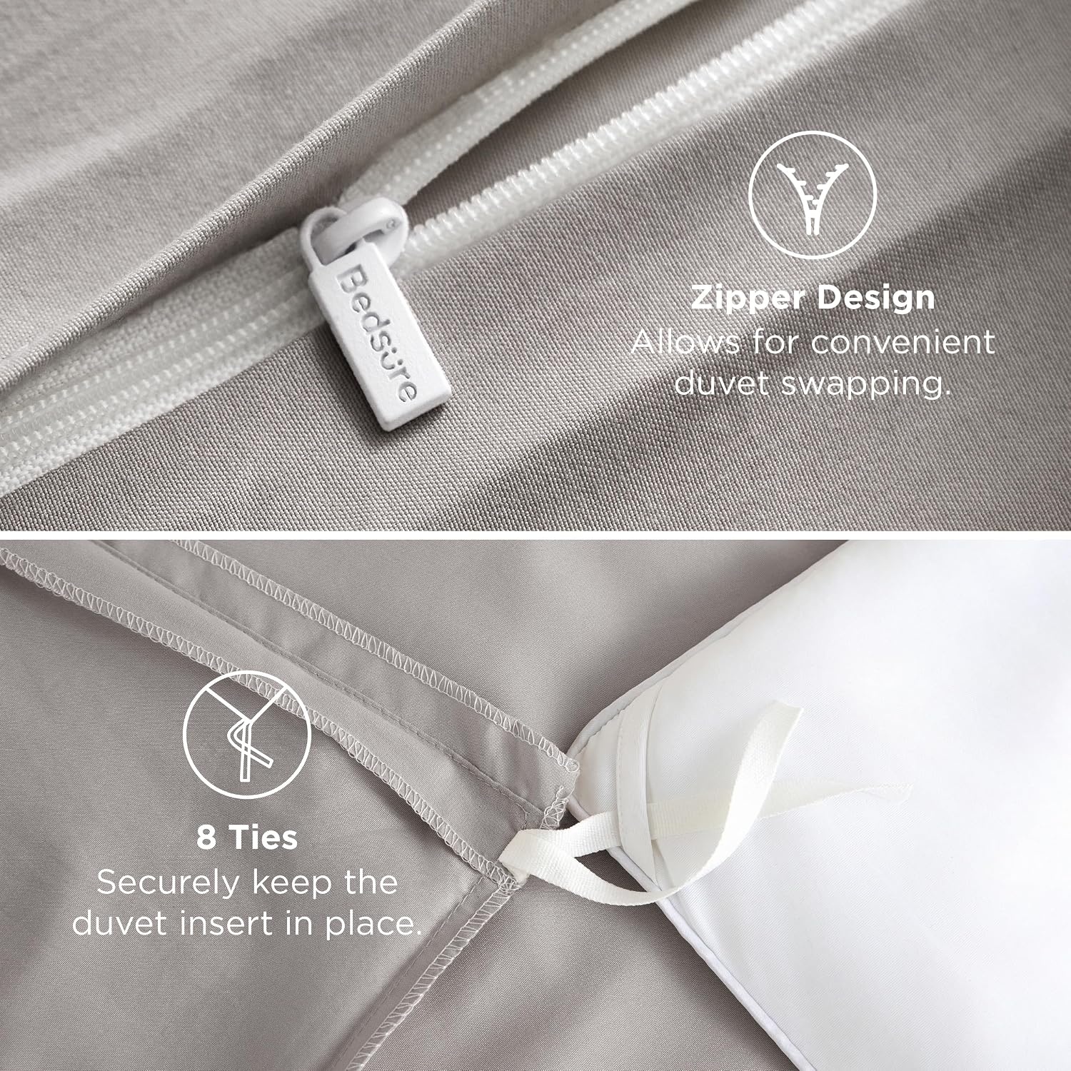 image:imageBedsure Duvet Cover TwinTwin XL Size Soft Double Brushed Bedding Set for Kids amp Adults Zipper Closure 2 Pieces Includes 1 Duvet Cover 68x90 amp 1 Pillow Sham NO Comforter White03 Taupe