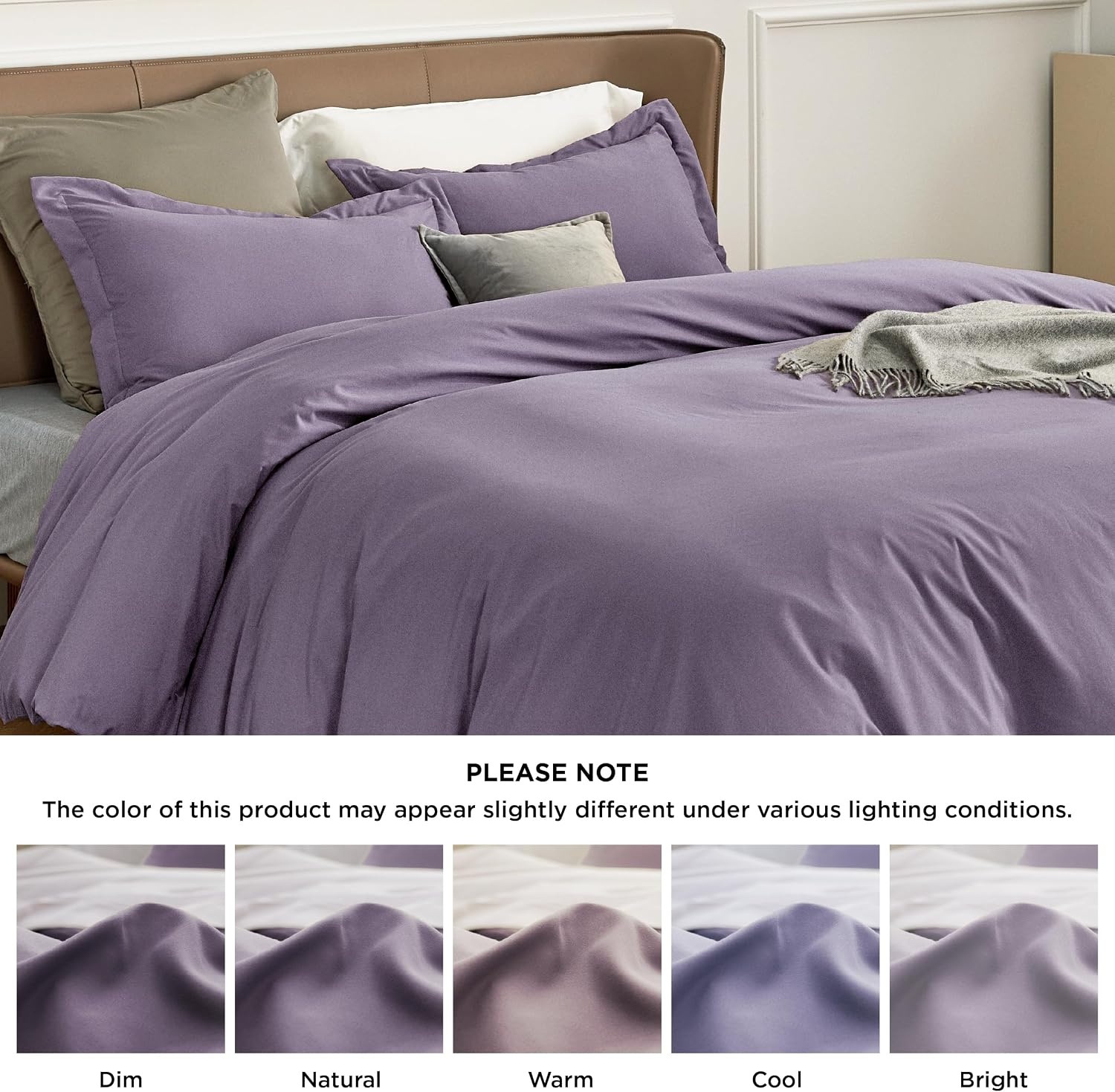 image:imageBedsure Duvet Cover TwinTwin XL Size Soft Double Brushed Bedding Set for Kids amp Adults Zipper Closure 2 Pieces Includes 1 Duvet Cover 68x90 amp 1 Pillow Sham NO Comforter White05 Dusty Purple