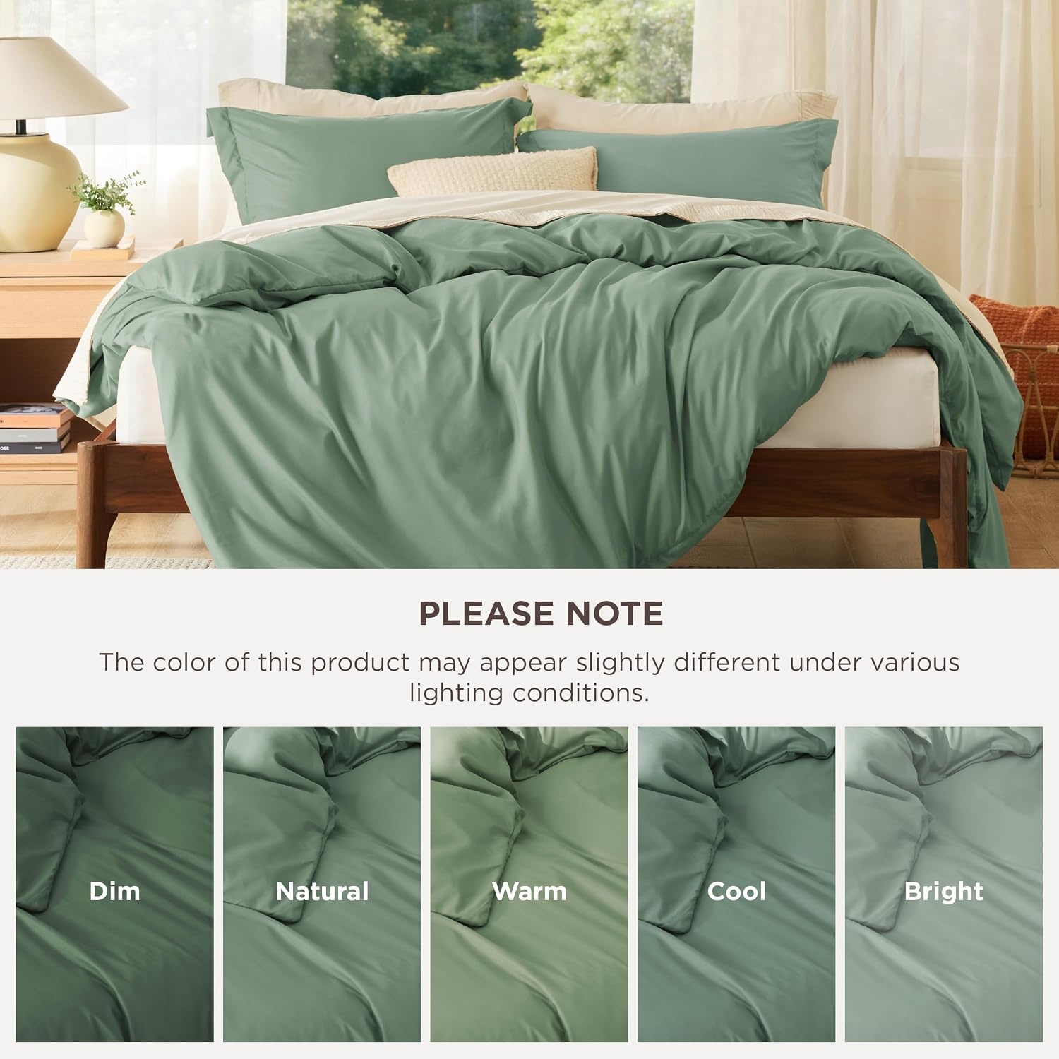 image:imageBedsure Duvet Cover TwinTwin XL Size Soft Double Brushed Bedding Set for Kids amp Adults Zipper Closure 2 Pieces Includes 1 Duvet Cover 68x90 amp 1 Pillow Sham NO Comforter White04 Sage Green