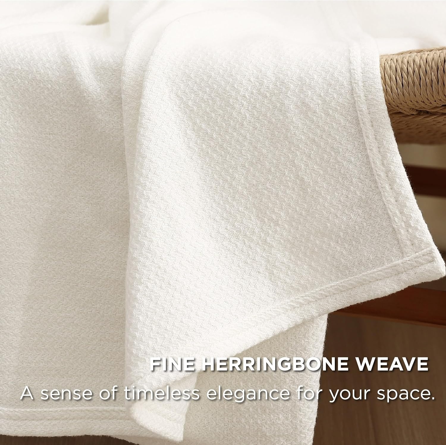 image:imageBedsure GentleSoft 100 Cotton Blanket Twin XL Size for Bed Cooling Breathable and Lightweight Soft Cozy Textured Herringbone Woven Summer Blanket for College Dorm Linen Beige 66x90 inches02 Cream