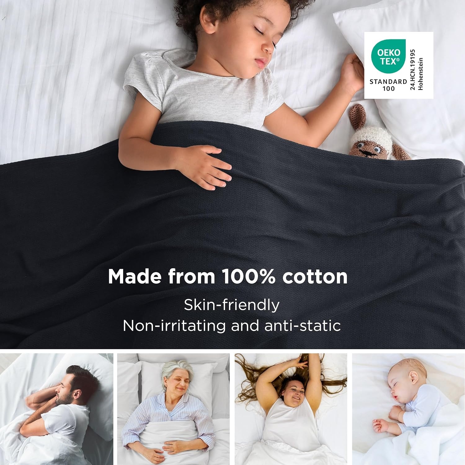 image:imageBedsure GentleSoft 100 Cotton Blanket Twin XL Size for Bed Cooling Breathable and Lightweight Soft Cozy Textured Herringbone Woven Summer Blanket for College Dorm Linen Beige 66x90 inches09 Black