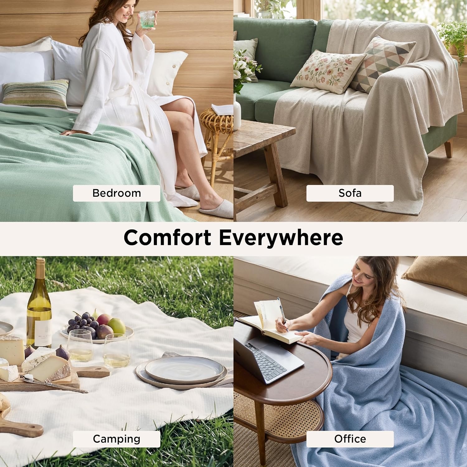 image:imageBedsure GentleSoft 100 Cotton Blanket Twin XL Size for Bed Cooling Breathable and Lightweight Soft Cozy Textured Herringbone Woven Summer Blanket for College Dorm Linen Beige 66x90 inches01 Linen Beige
