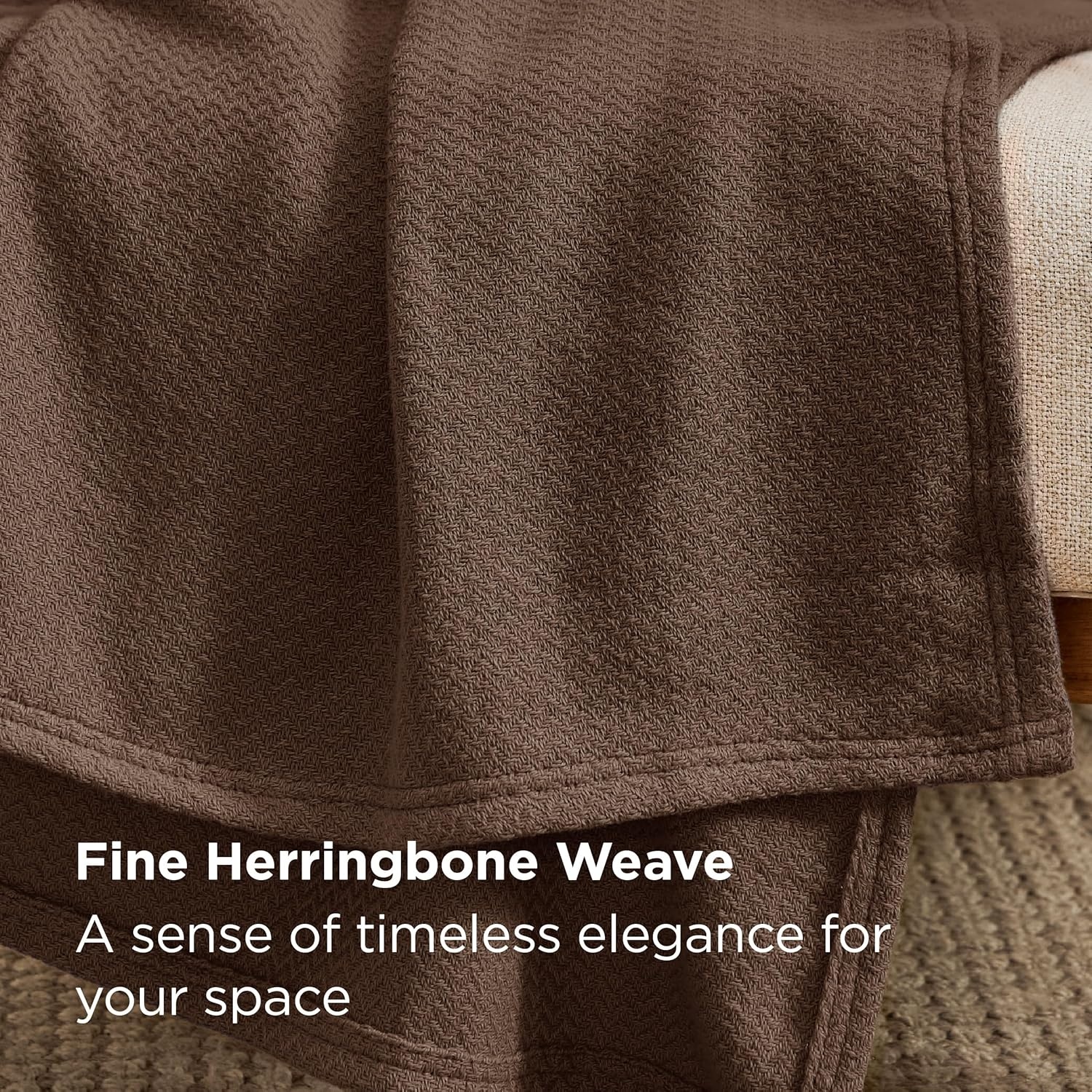 image:imageBedsure GentleSoft 100 Cotton Blanket Twin XL Size for Bed Cooling Breathable and Lightweight Soft Cozy Textured Herringbone Woven Summer Blanket for College Dorm Linen Beige 66x90 inches10 Brown
