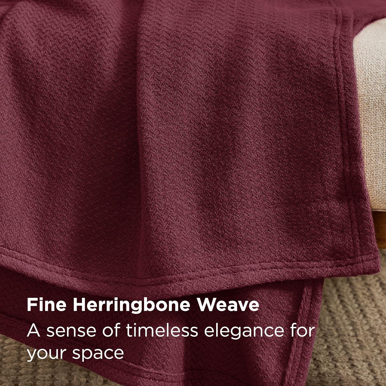 image:imageBedsure GentleSoft 100 Cotton Blanket Twin XL Size for Bed Cooling Breathable and Lightweight Soft Cozy Textured Herringbone Woven Summer Blanket for College Dorm Linen Beige 66x90 inches11 Red